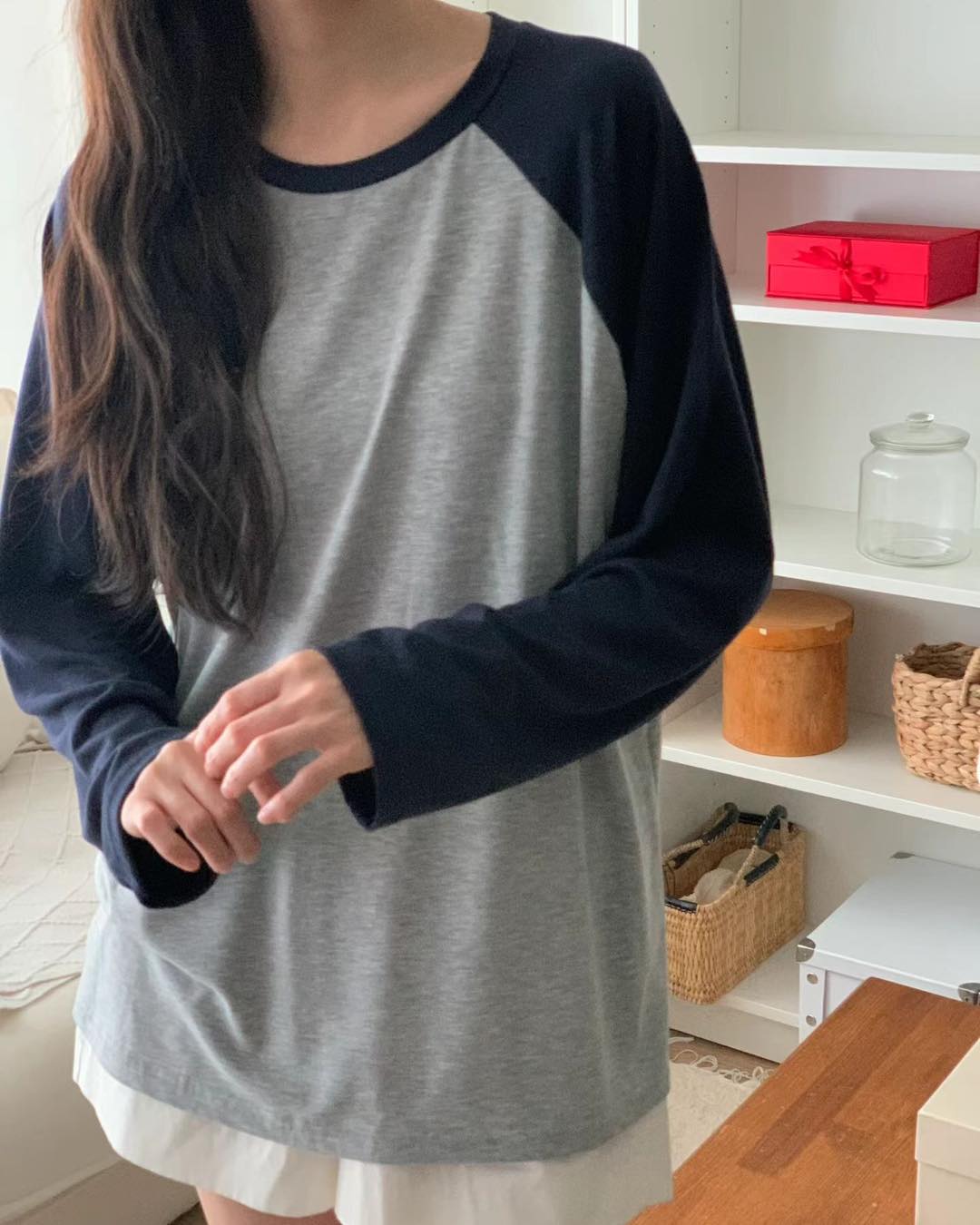 微磨毛牛角袖長袖 T-Shirt 