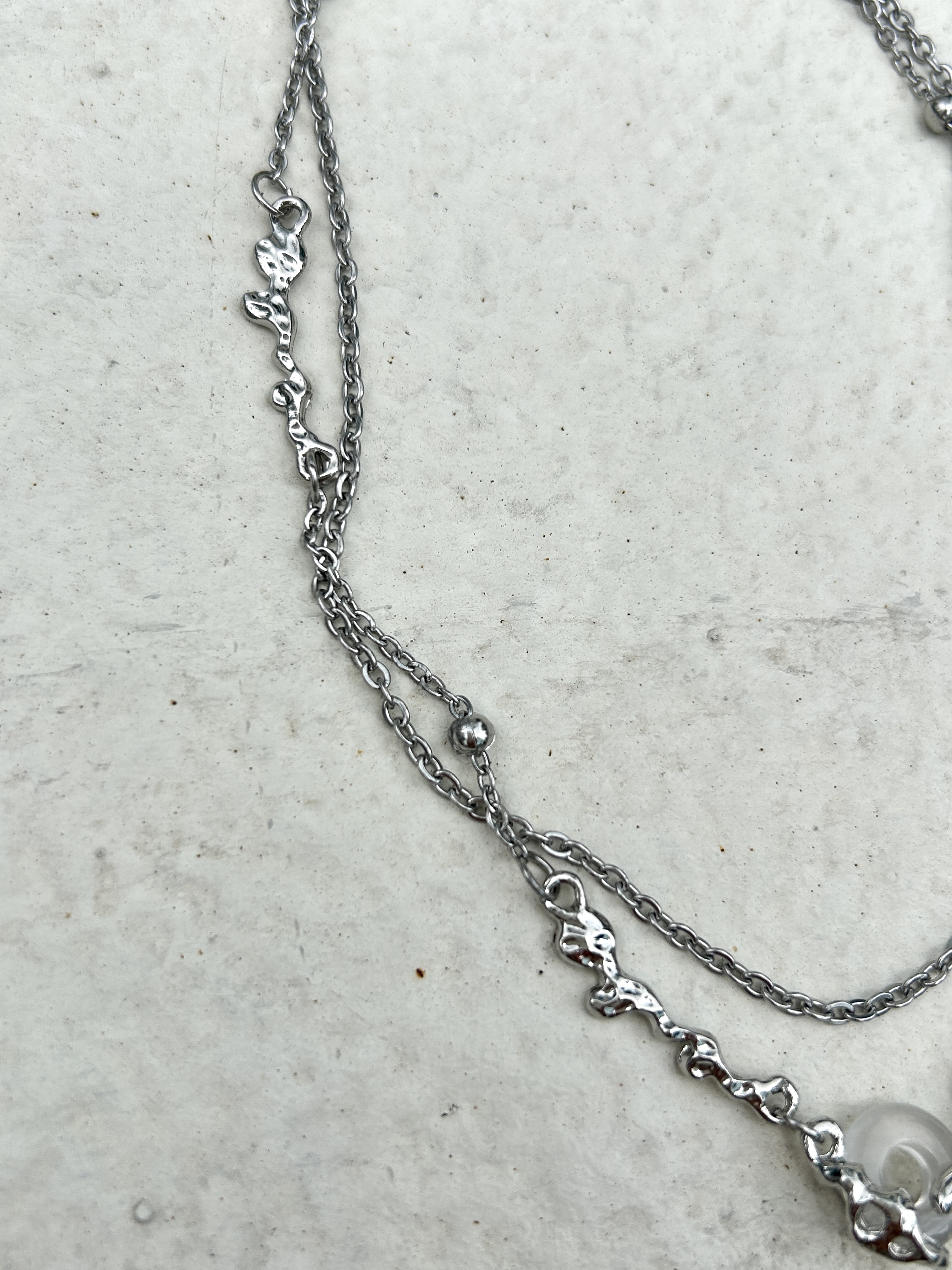 Silver circle rhinestone stainless necklace