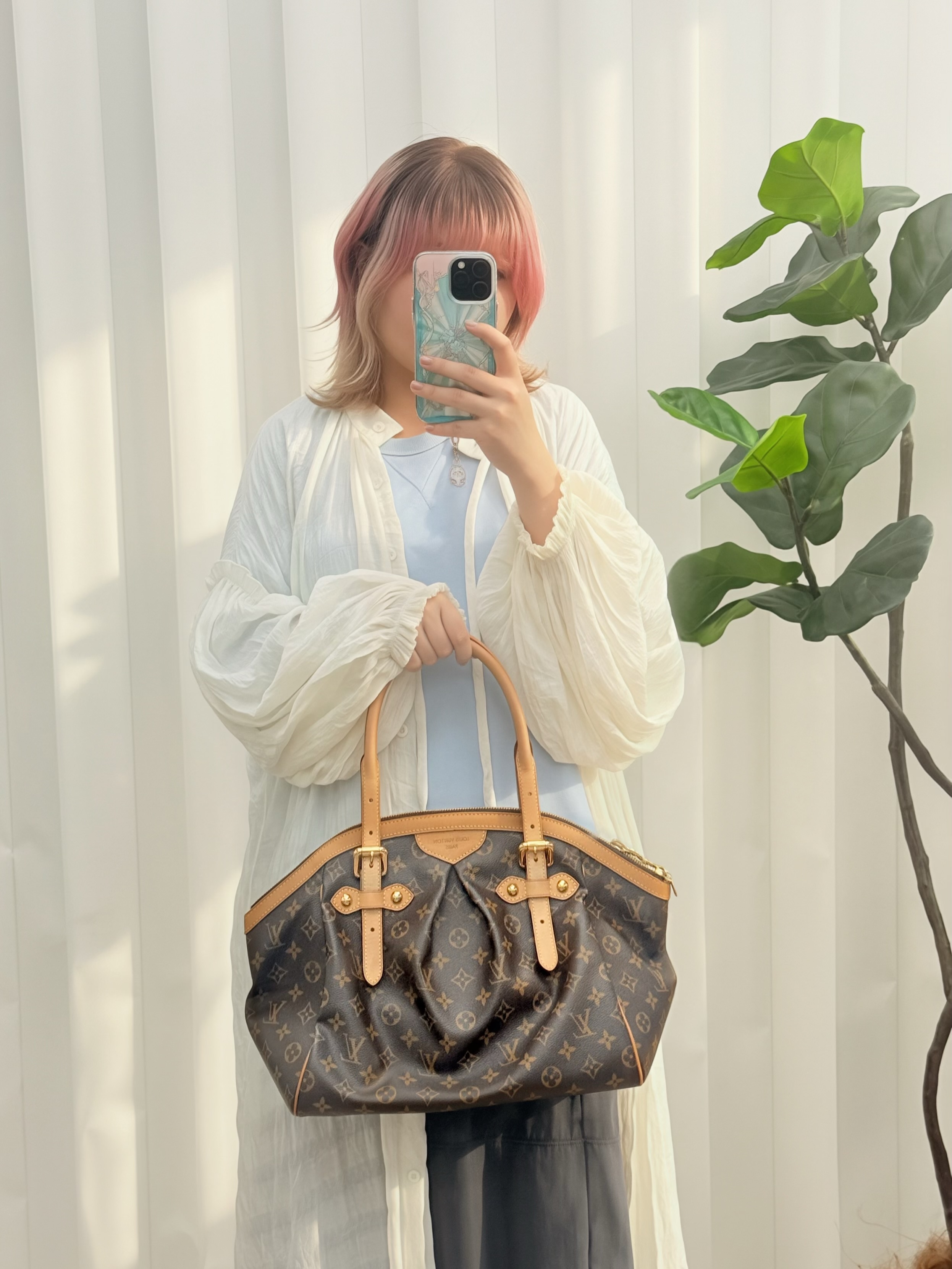 Lv👜 PRE OWNED 🛍️啡色老花 Tivoli GM size餃子袋  有塵袋 🥟🤎