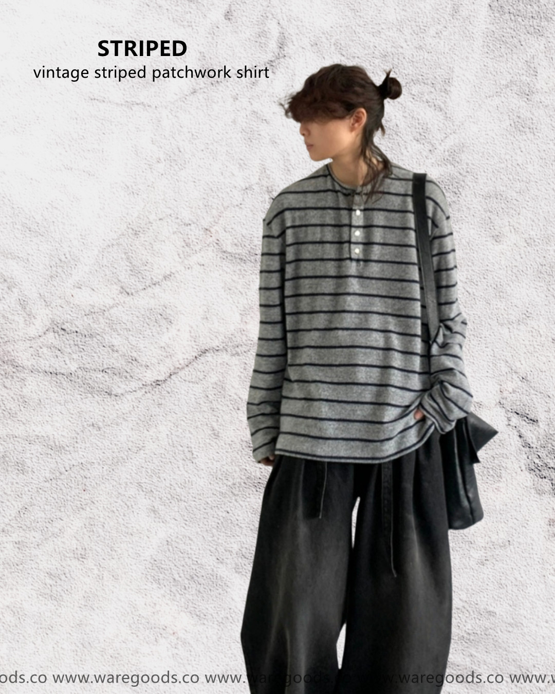 W1260開胸條紋長袖T恤