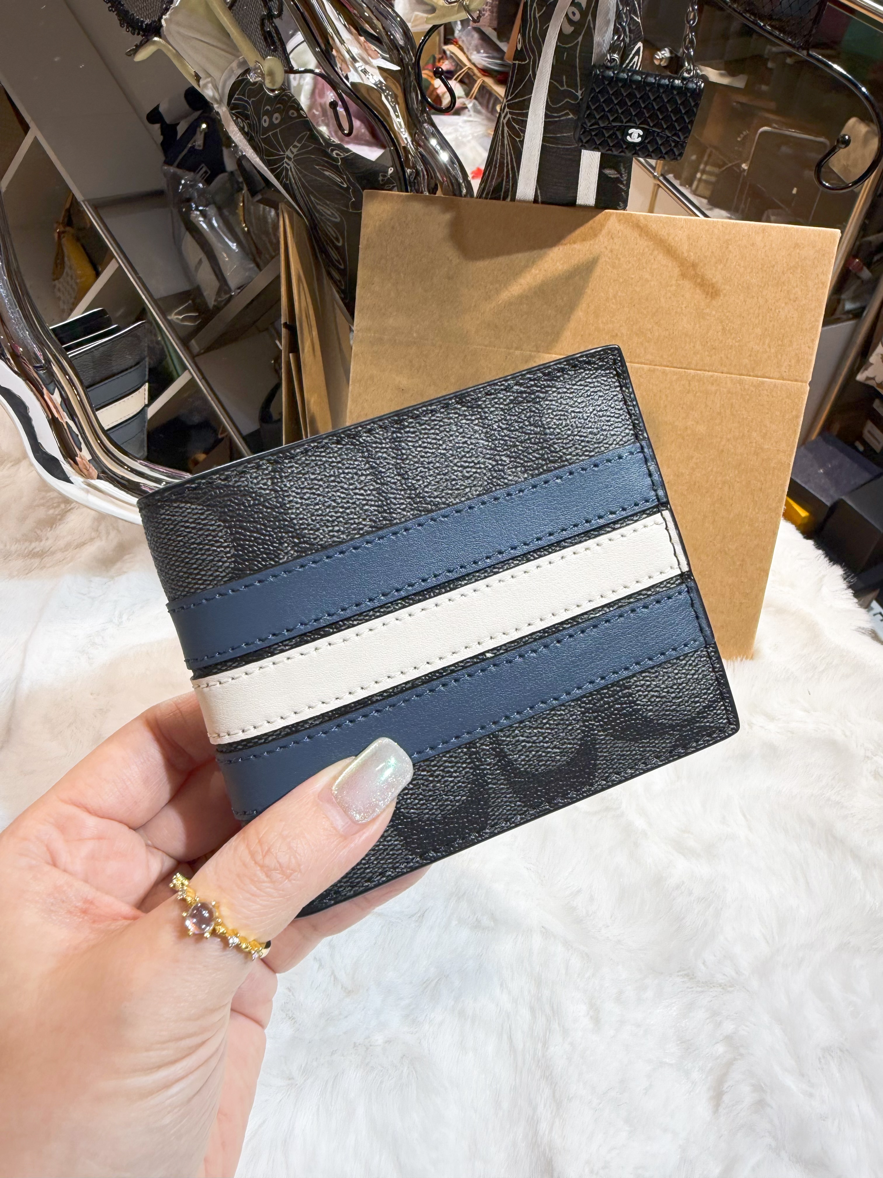 Coach bi fold wallet 1205/blk/m/blue