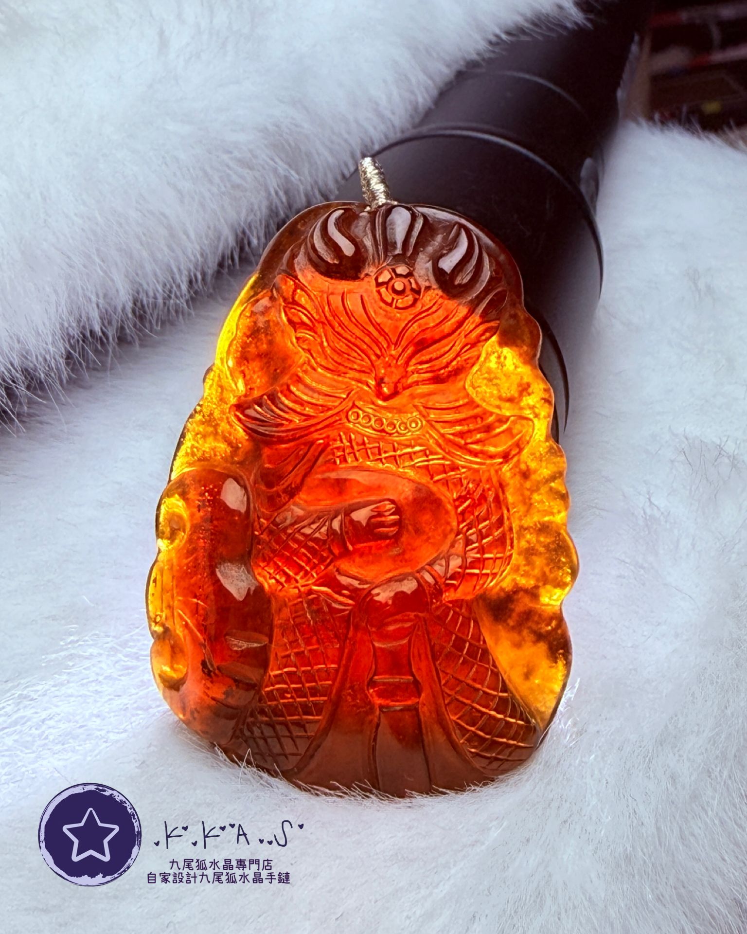 K00215 石榴石 將軍狐 - 吊墜/手牌兩用款