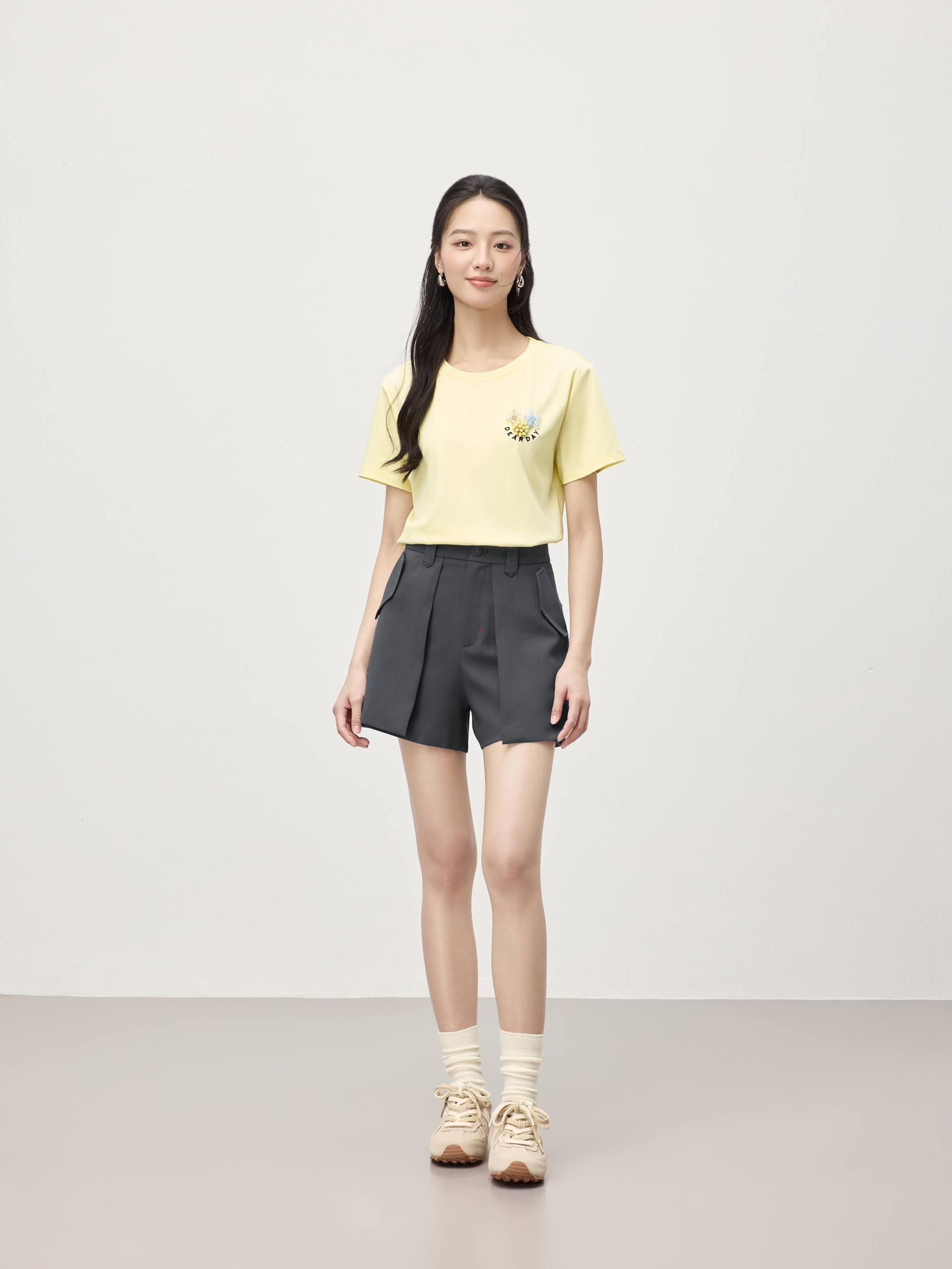 两侧装饰翻盖短裤  P0452