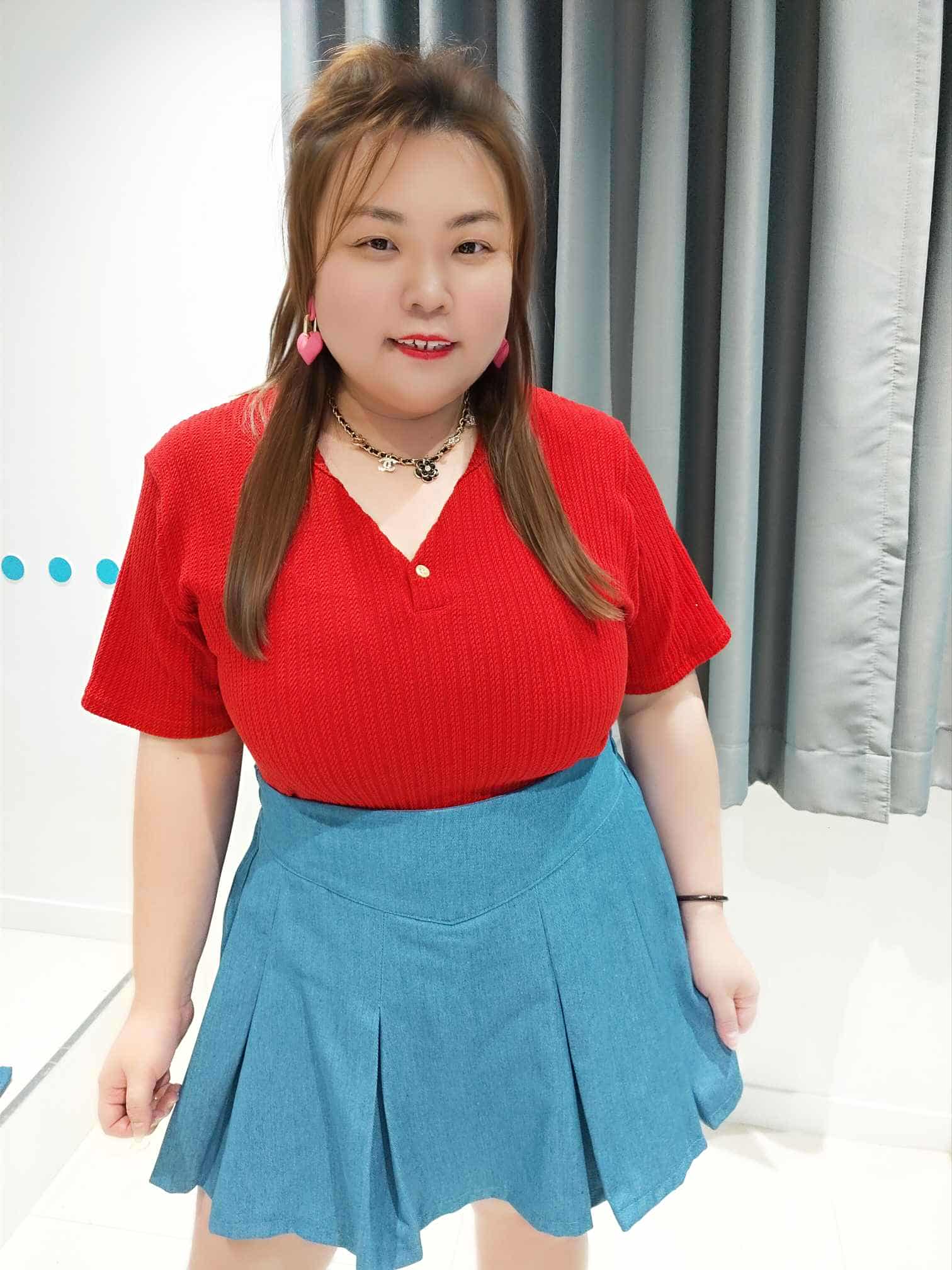 DSA08 裙摆百褶前裙后裤设计牛仔裤裙