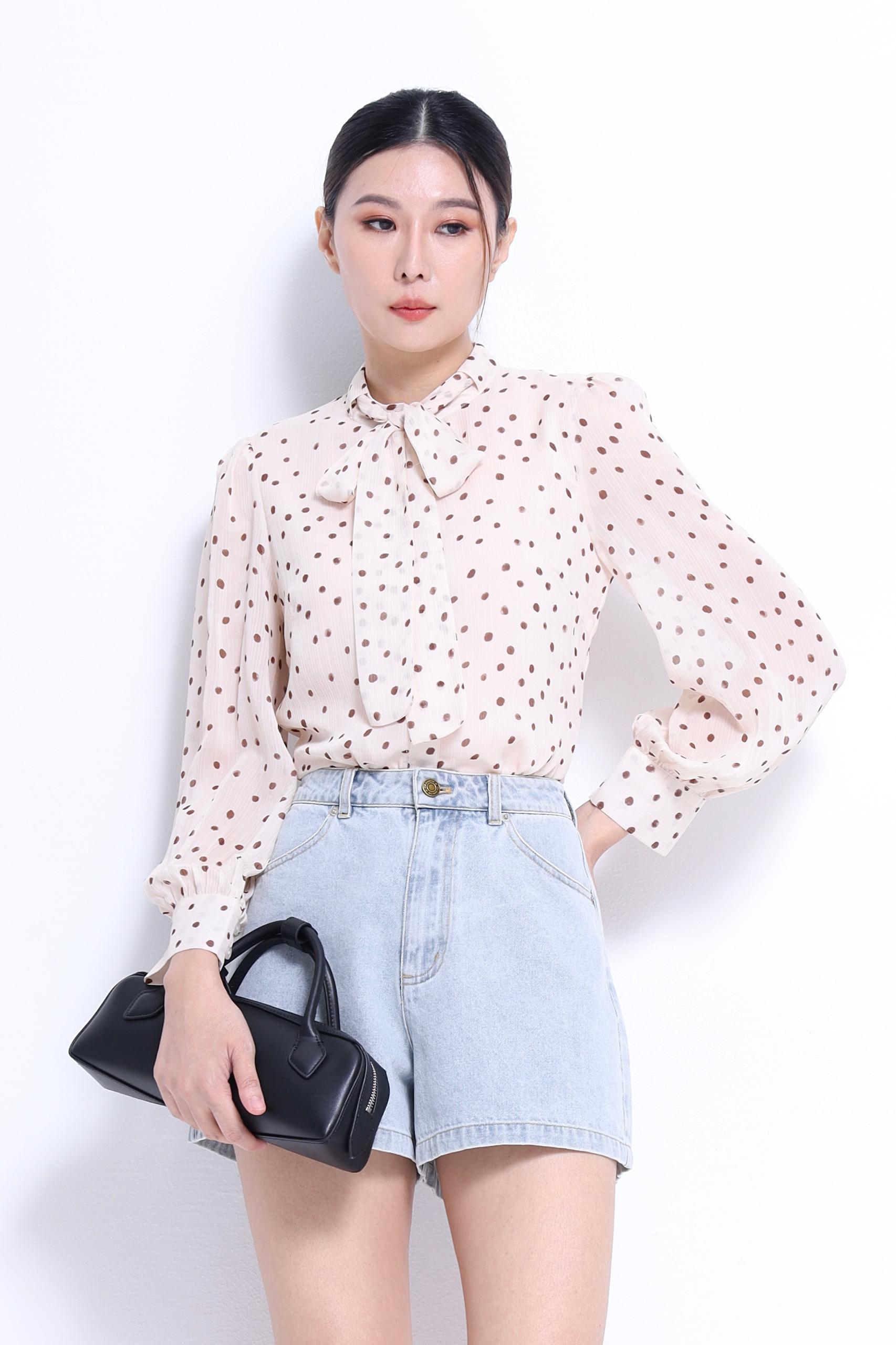 CB2688 Poise Dot Bow Blouse