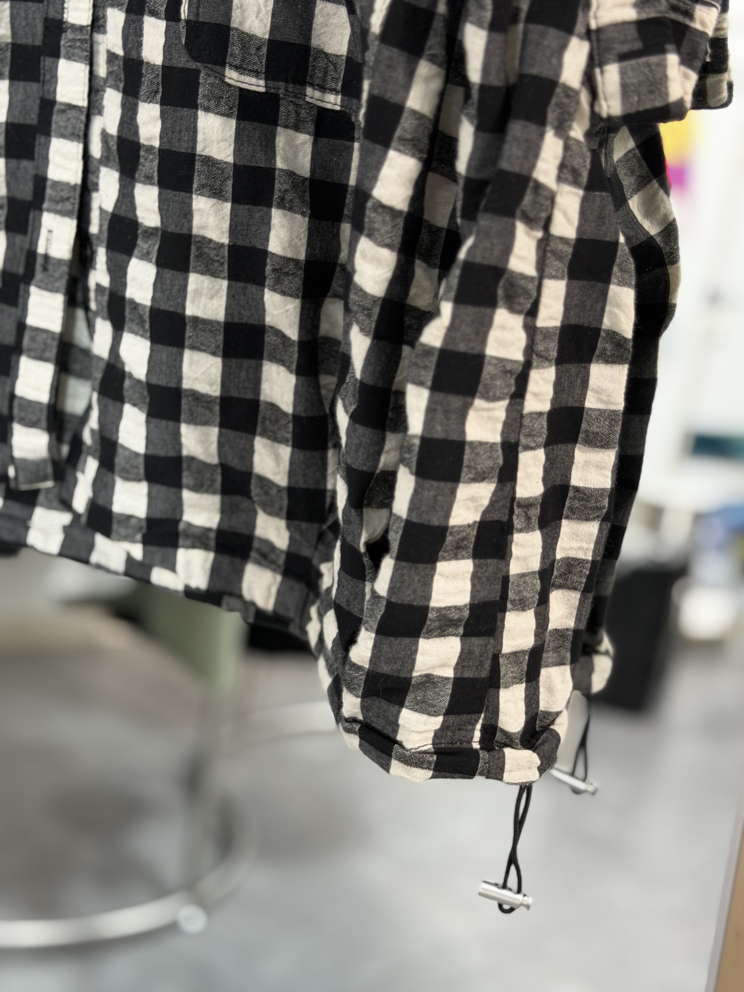 日系黑白格子寬鬆襯衫