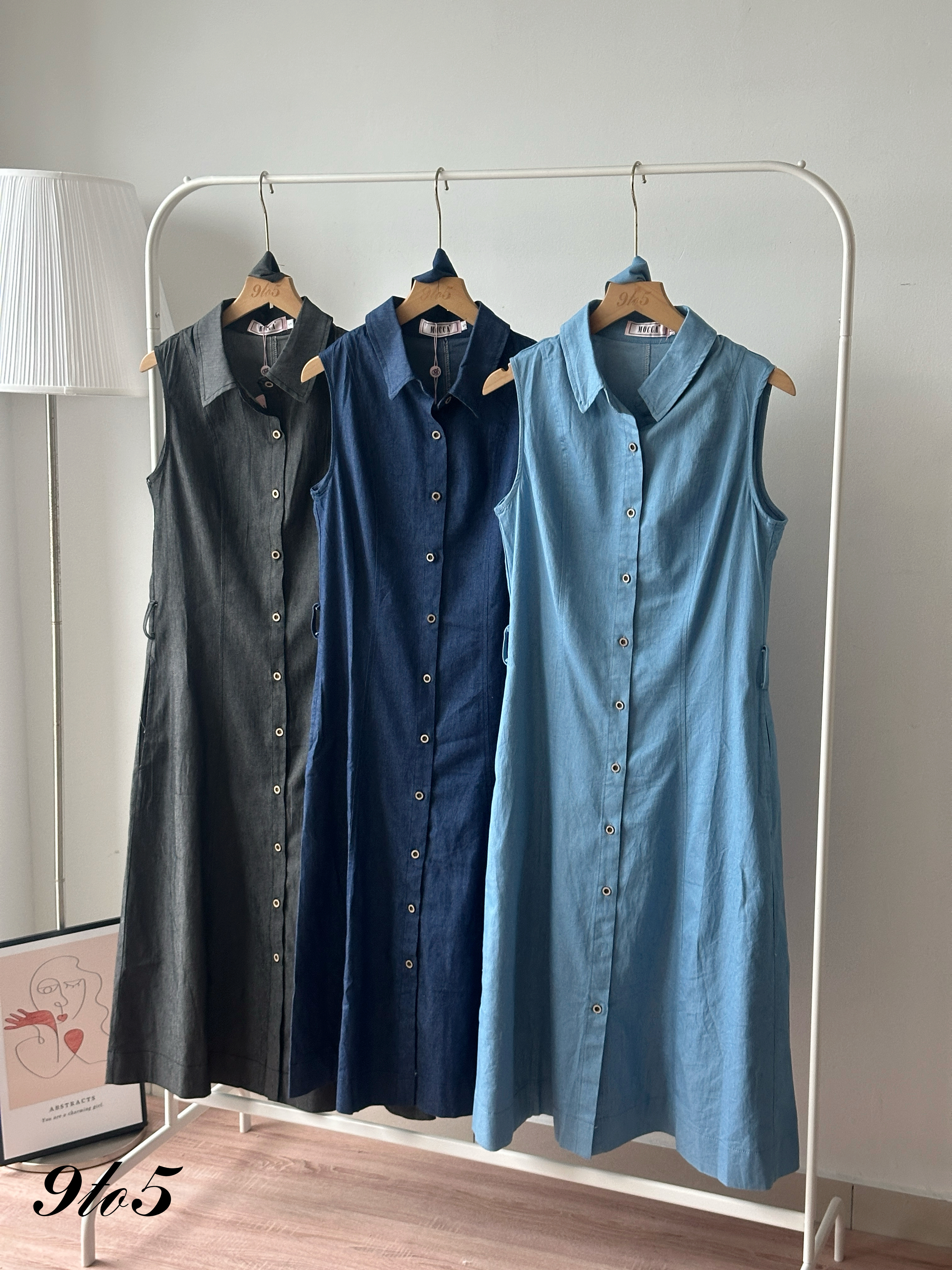 D2359 Sleeveless Denim Dress - 3 Colors 