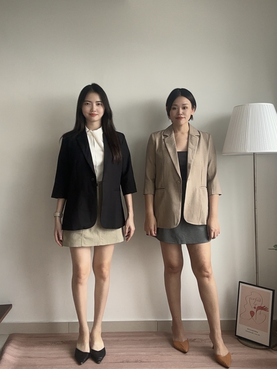 T4342 Half Sleeve Blazer - Black & Brown