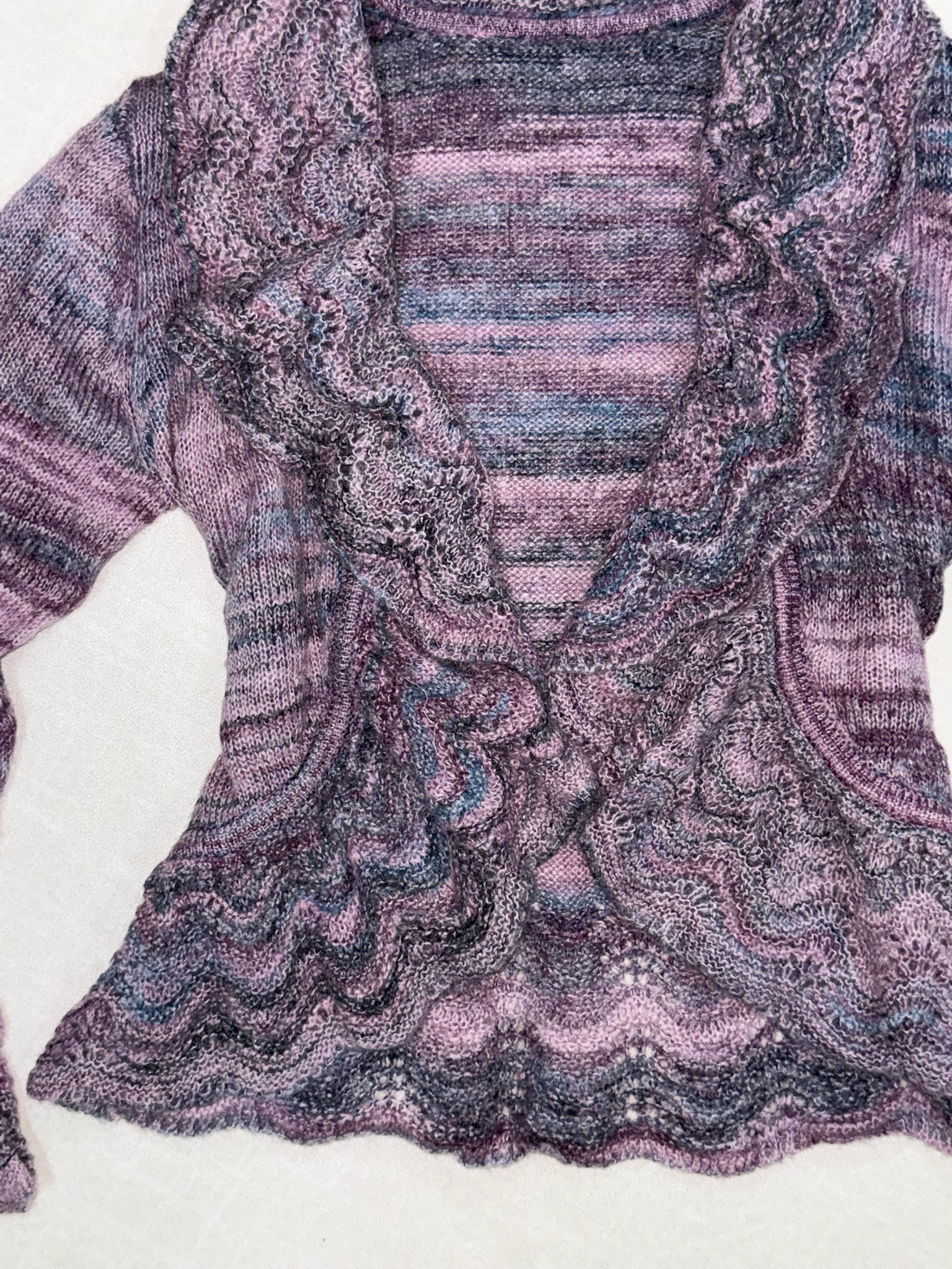 Heathered Ruffle Knit Cardigan