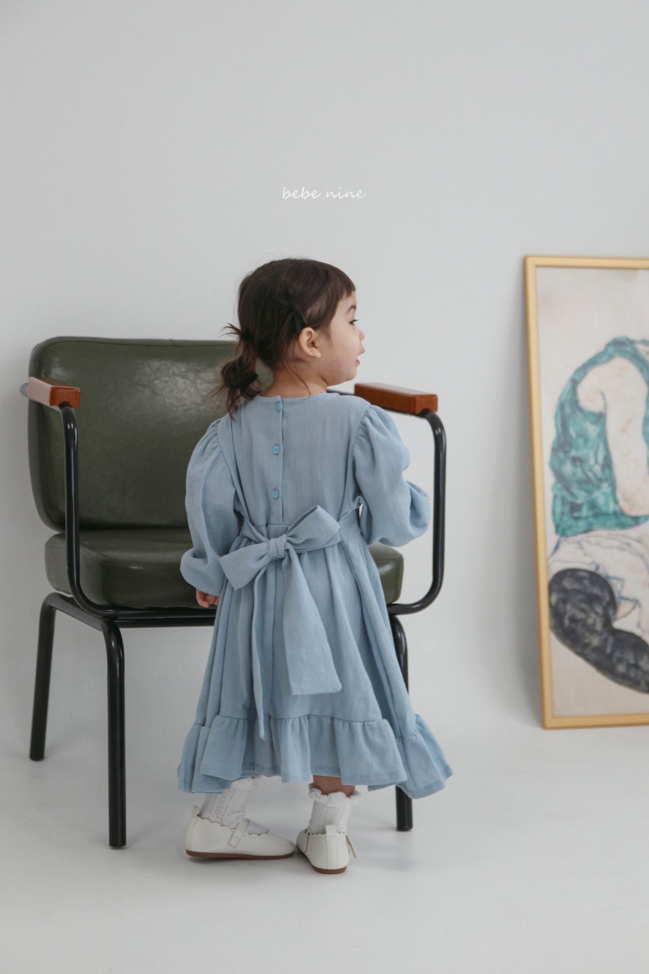 🌸預訂 韓國直送🌸🇰🇷Bebenine兩色後背蝴蝶結綁帶寬鬆長袖連身裙