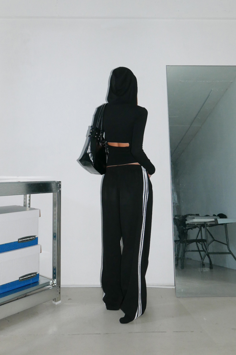 Eyelet Cutout Hooded Top