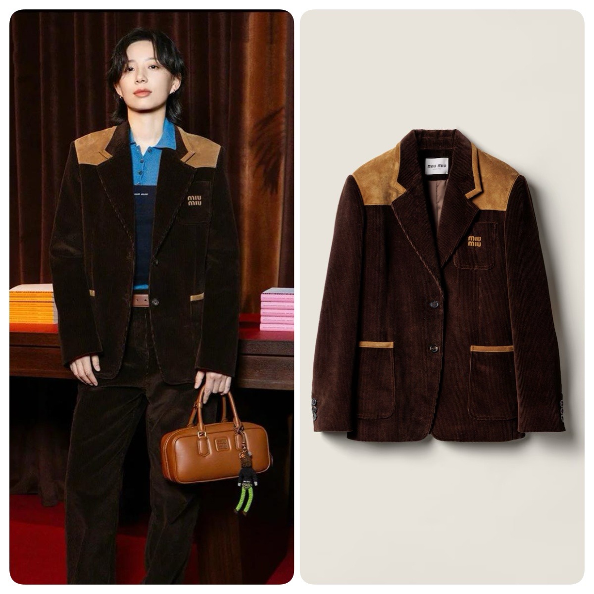 【頂級原單】Miu Miu 單排扣燈芯絨西裝外套