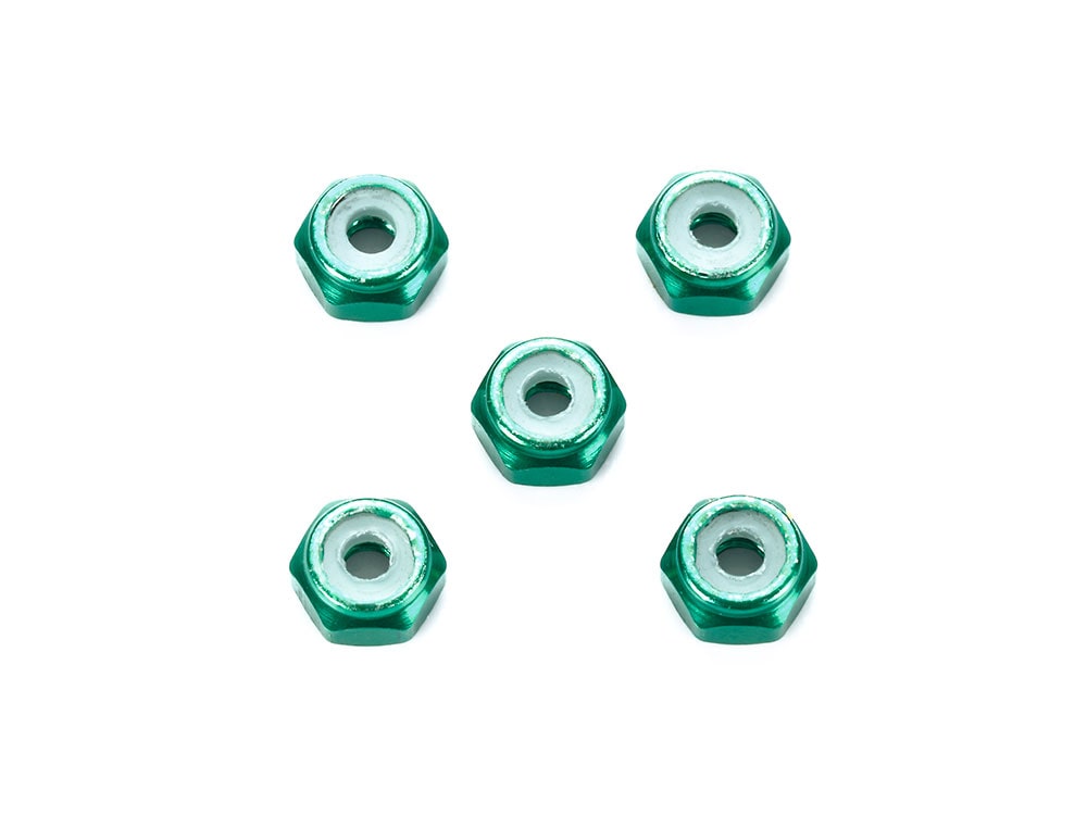 2mm ALUMINUM LOCK NUT (GREEN, 5PCS.)