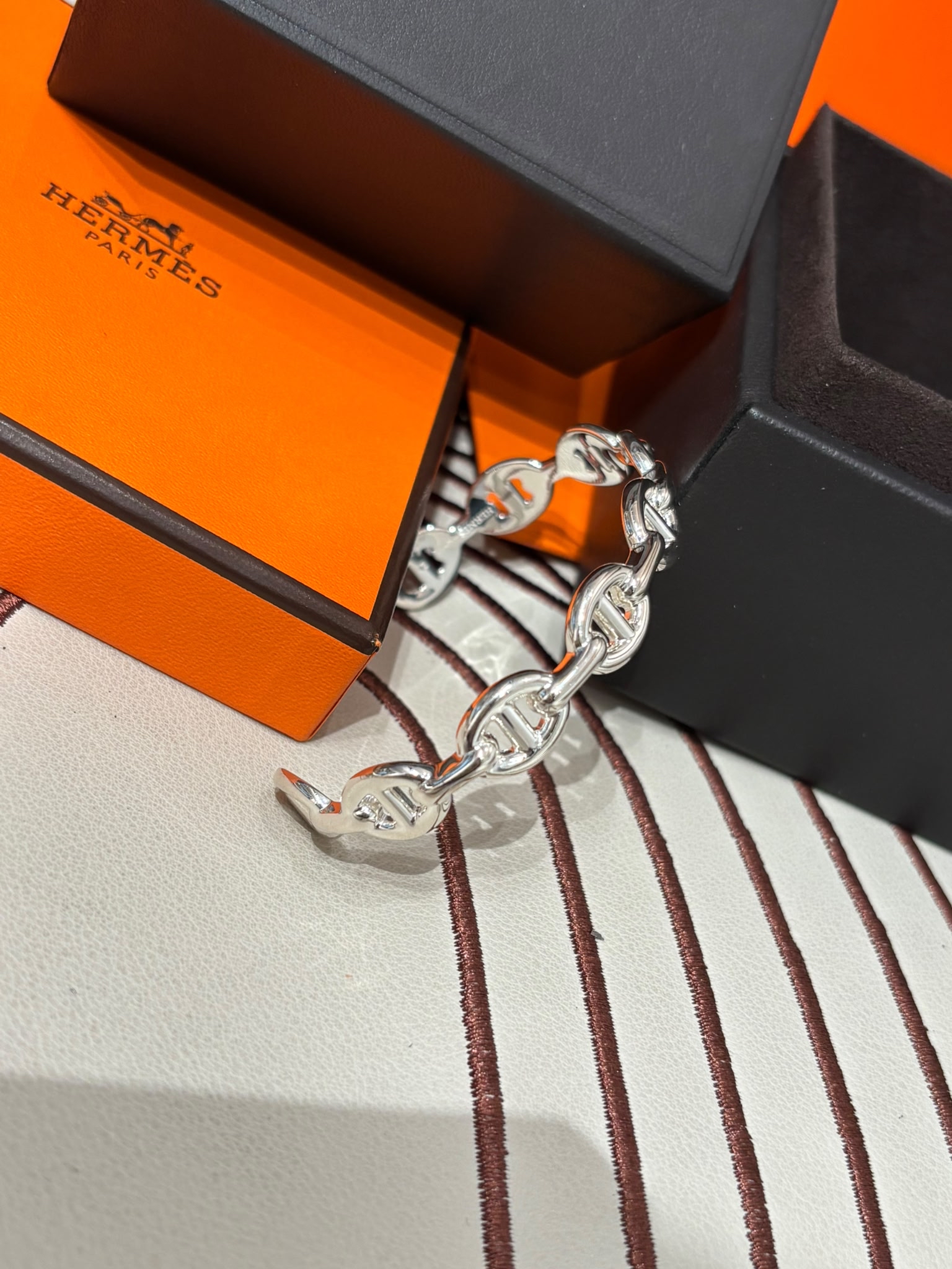 全新 HERMES 925 CHAINE D ANCRE Enchainee bracelet 純銀 豬鼻手鐲 ST16.4cm 100%Authentic,100%new 全新貨品✅收據✅Box