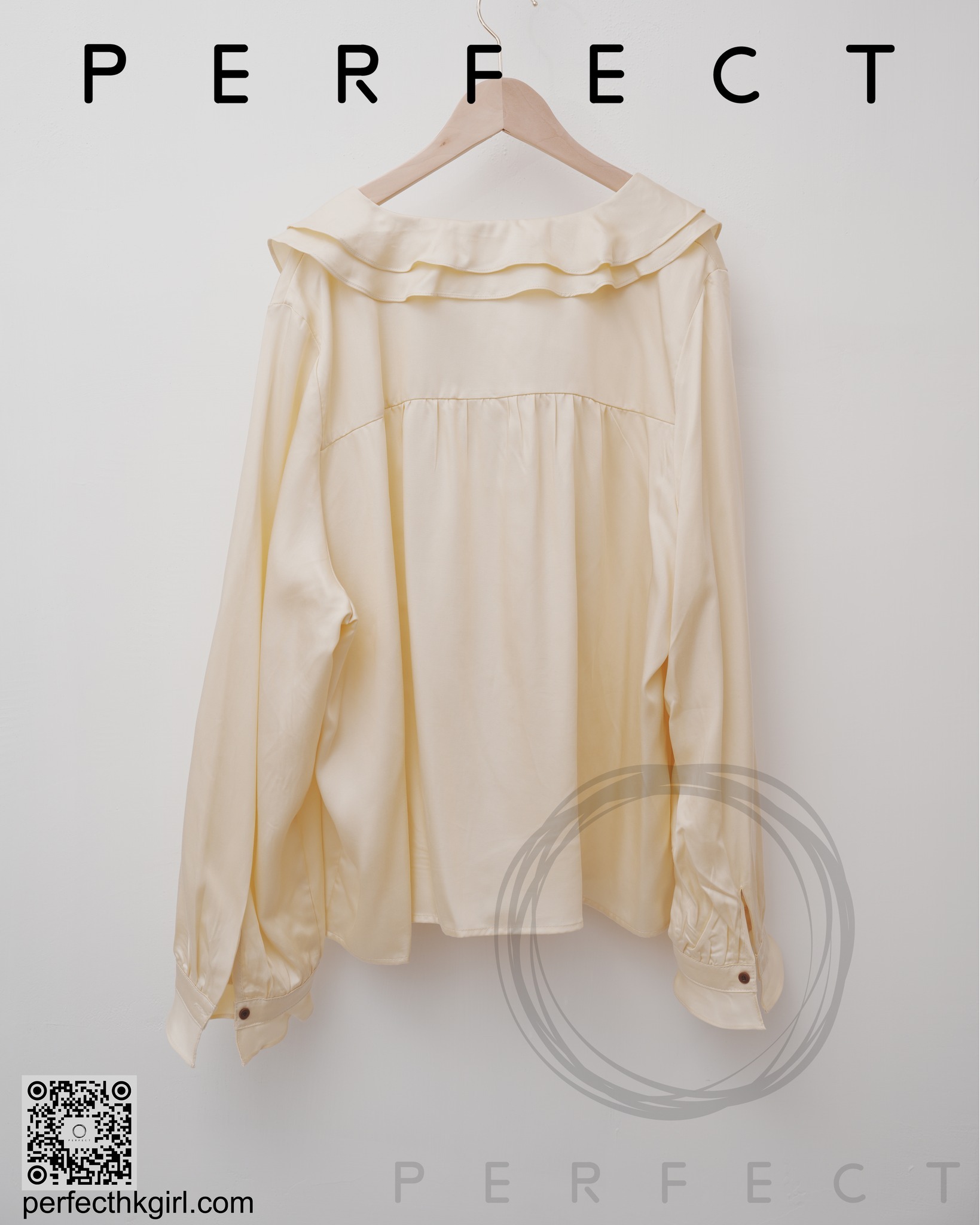 T0004_高貴面料五色大RUFFLE領上衣(活潑粉黃）