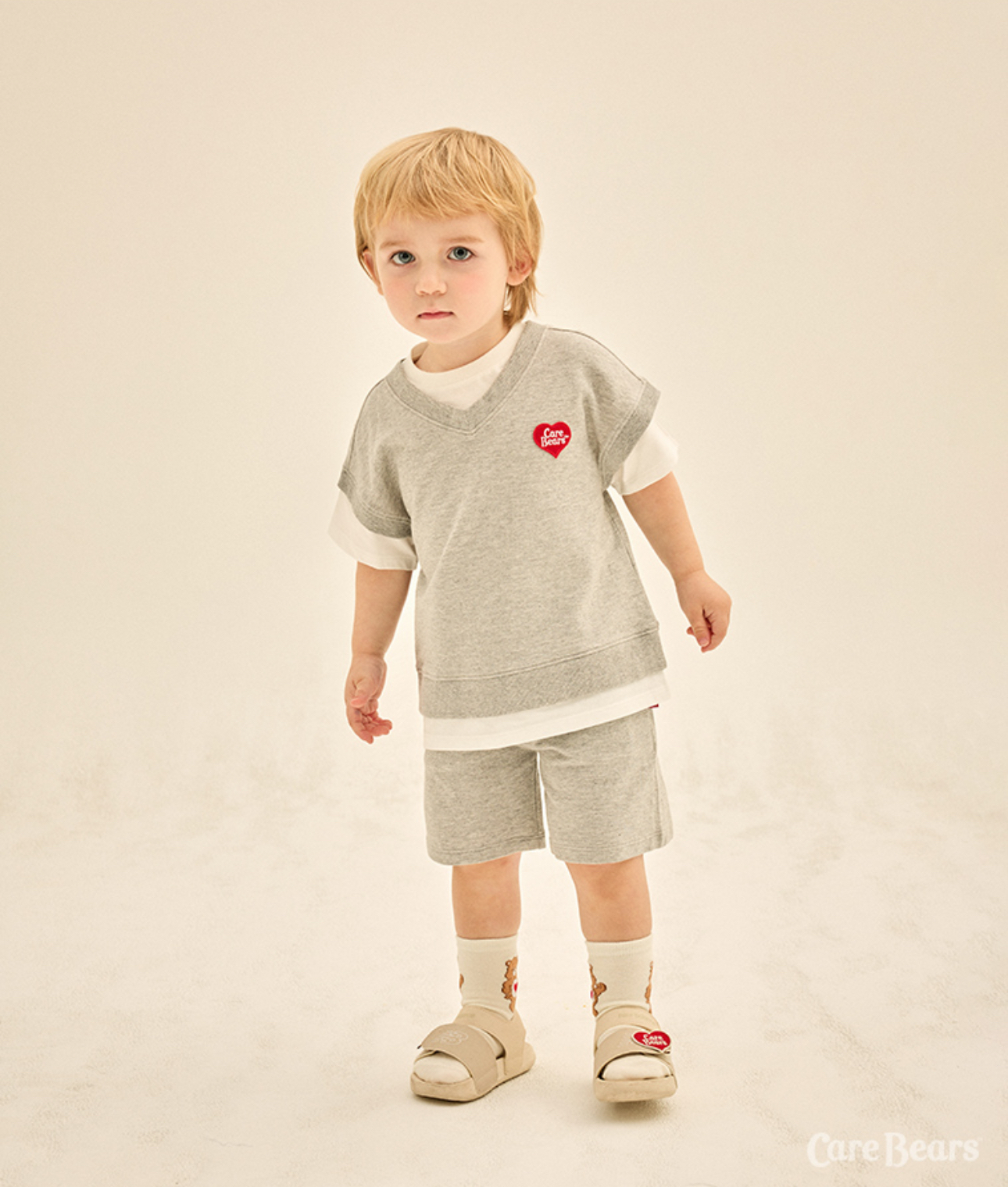 ☀️預訂 韓國直送☀️🇰🇷正版Care Bears刺繡章層疊短袖上下套裝