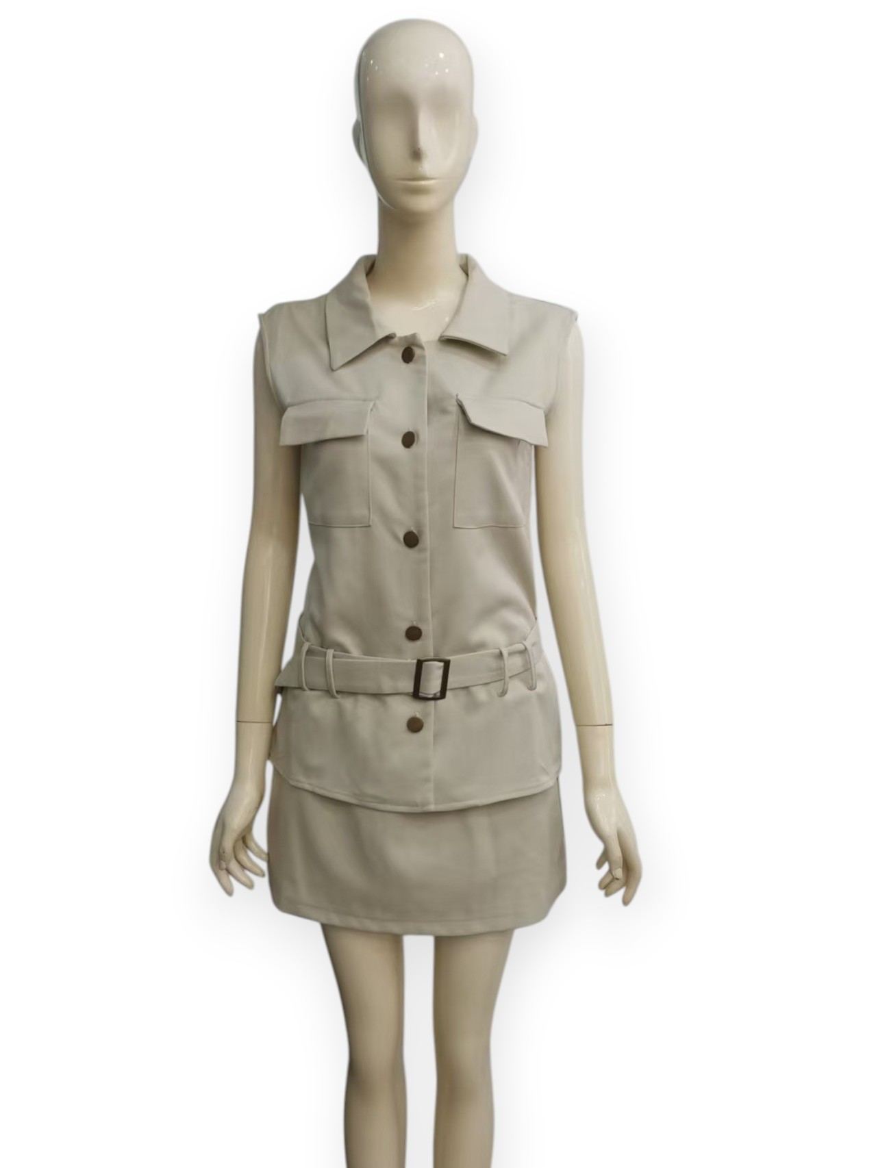 Sleeveless Shirt Short Skirt Set M249