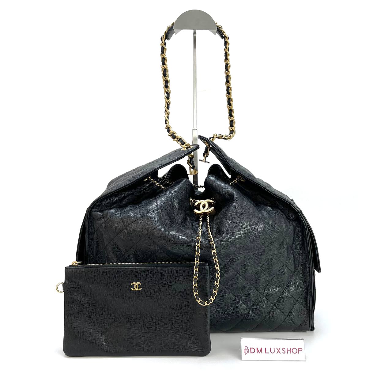 Chanel Black Caviar Large 25 Bag GHW (Microchip)