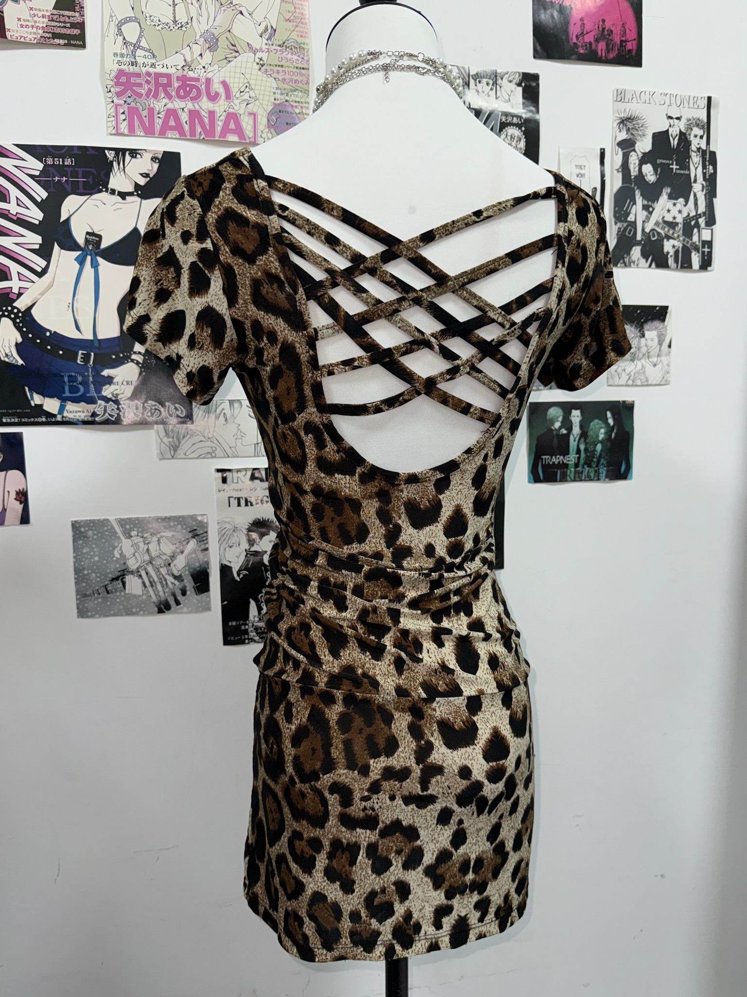 Leopard Print Twist Front Mini Dress
