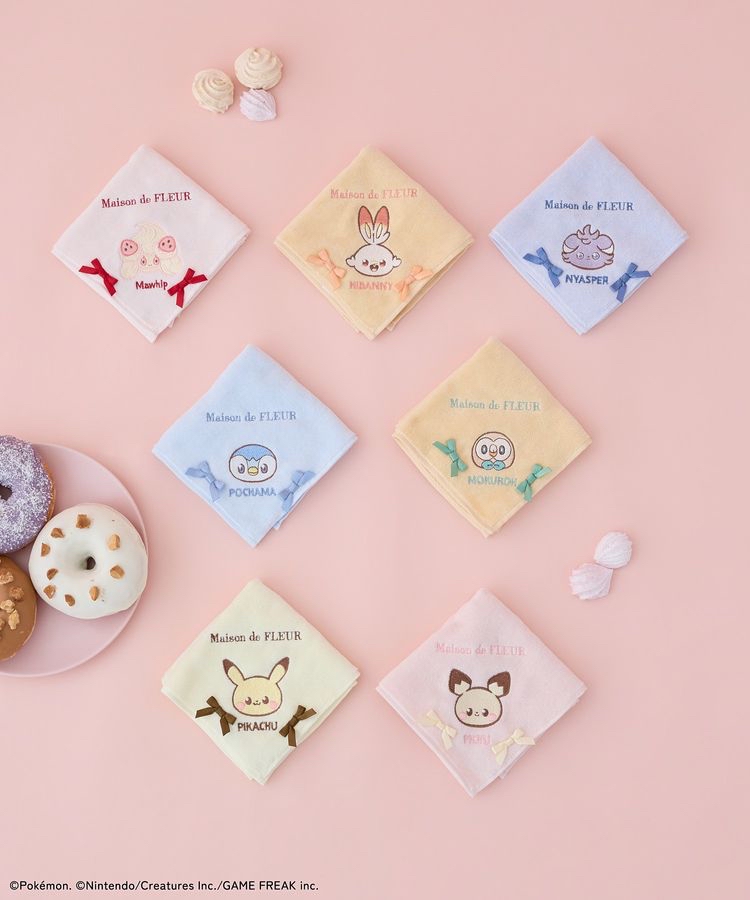 🎀【預訂】 PokePeace x Maison de FLEUR 刺繡手帕 - Mokuroh