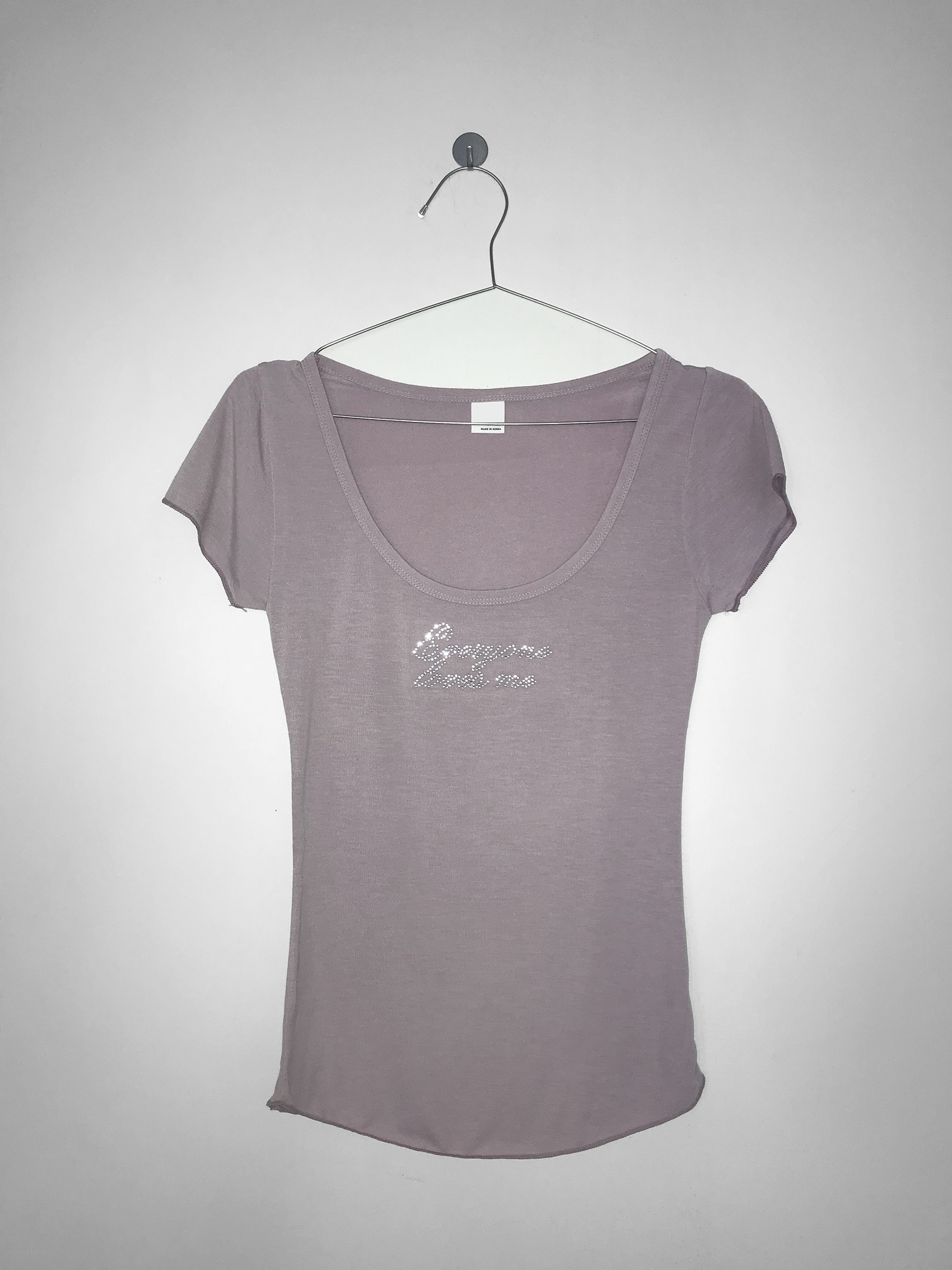 Rhinestone Lace-up Fitted Tee