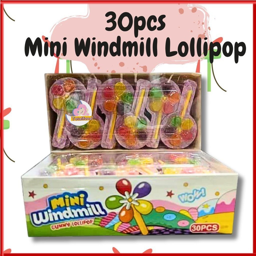 30pcs Leanseng Mini Windmill Lollipop gummy gula soft