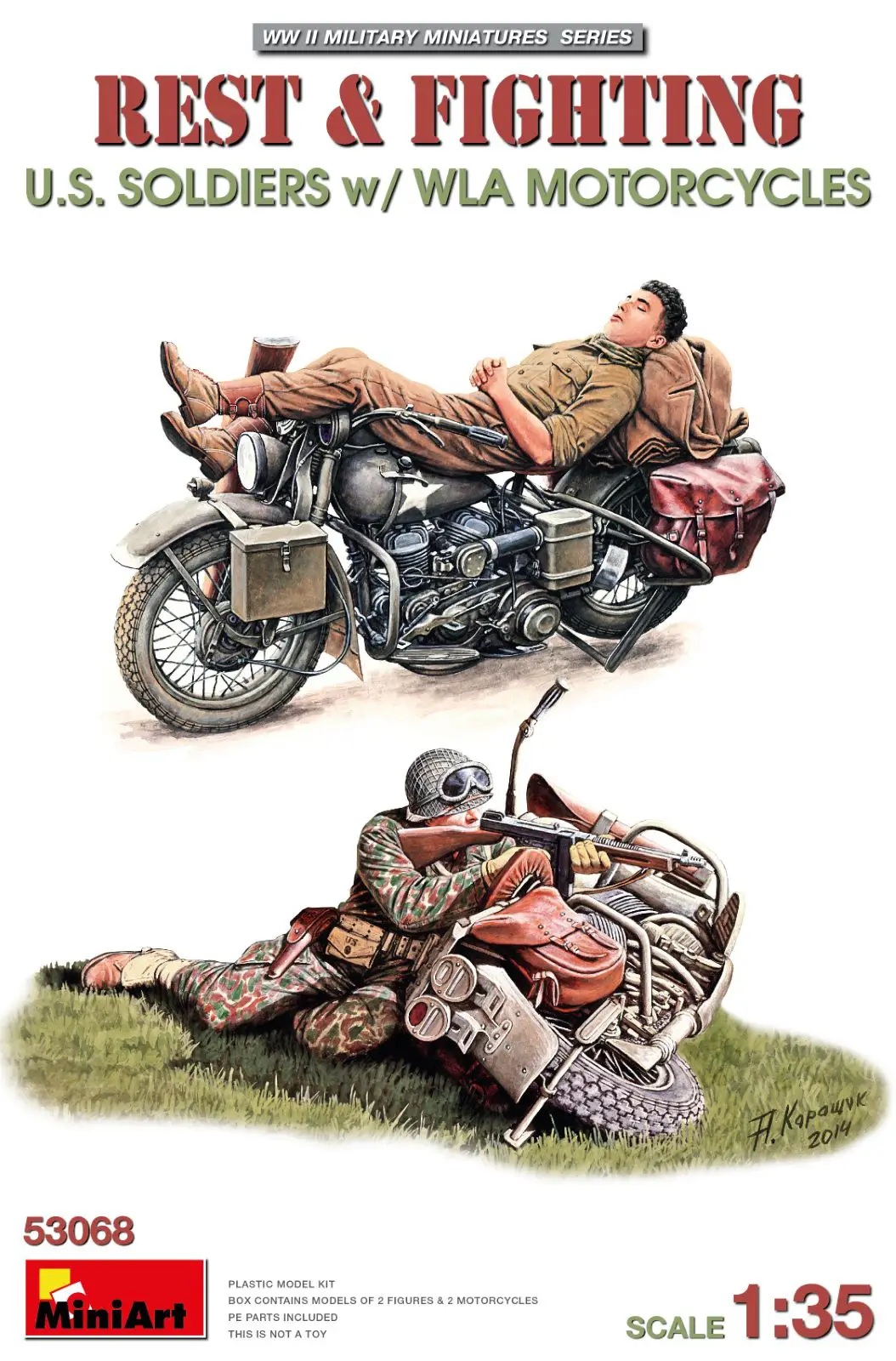 1/35 REST & FIGHTING. U.S. SOLDIERS w/WLA MOTORCYCLES
