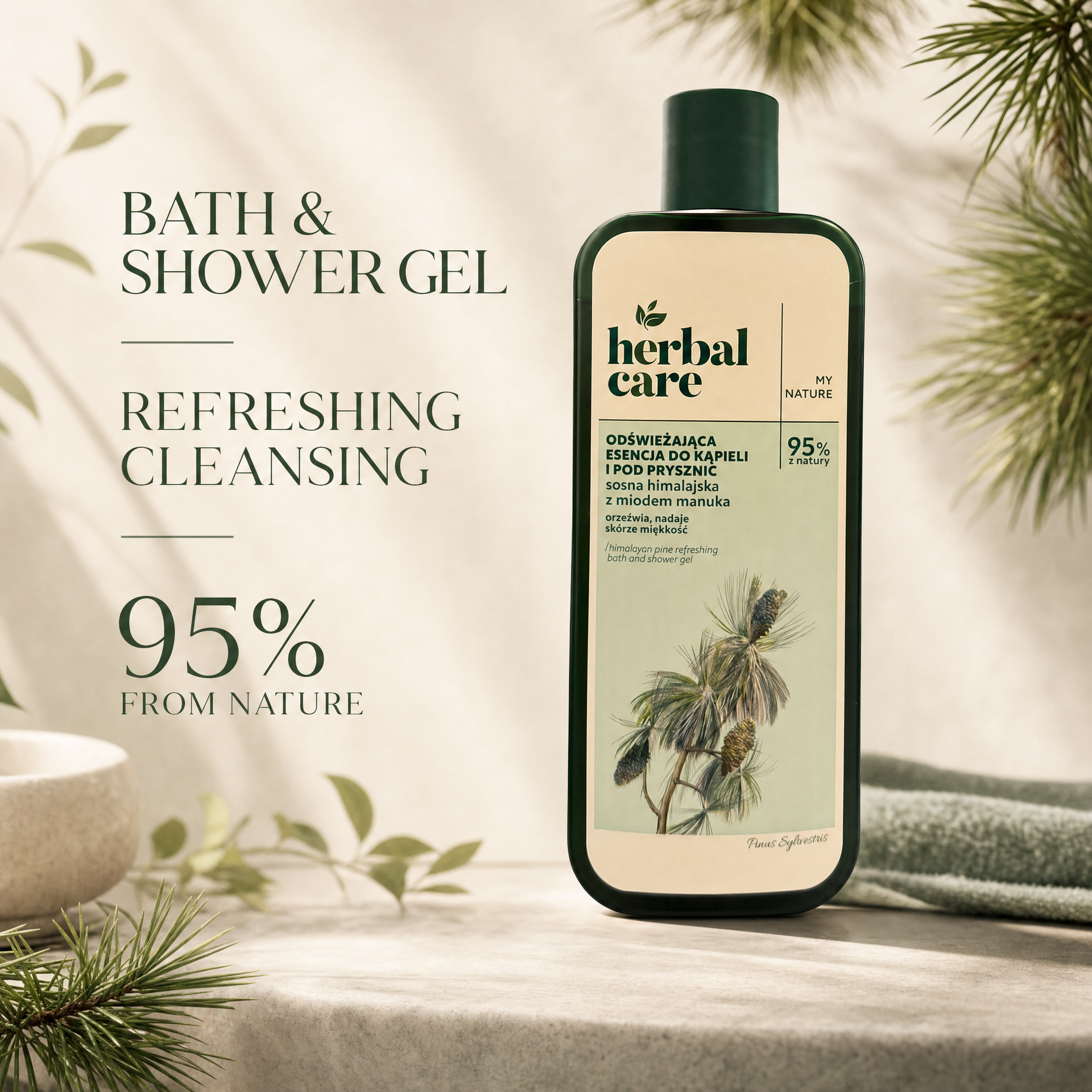 FARMONA - Herbal Care 喜馬拉雅松樹清新沐浴露 400毫升 Himalayan Pine Refreshing Bath & Shower Gel