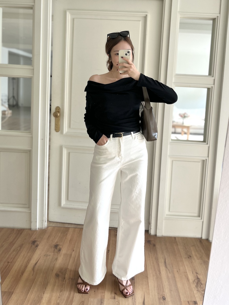 Muse Off Shoulder Drape Top (Black)