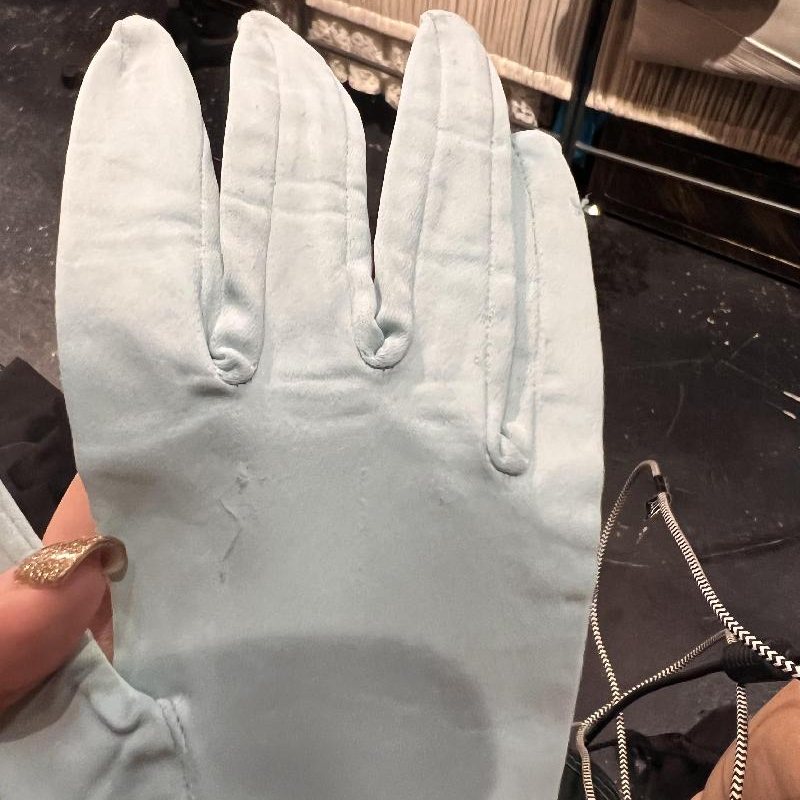 Vintage Made in West Germany Light Blue Opera Length Stretchy Evening Gloves (CE070)
