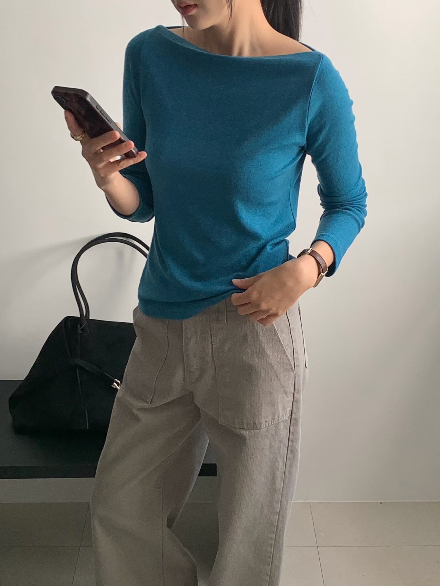 Boatneck wool basic tee 