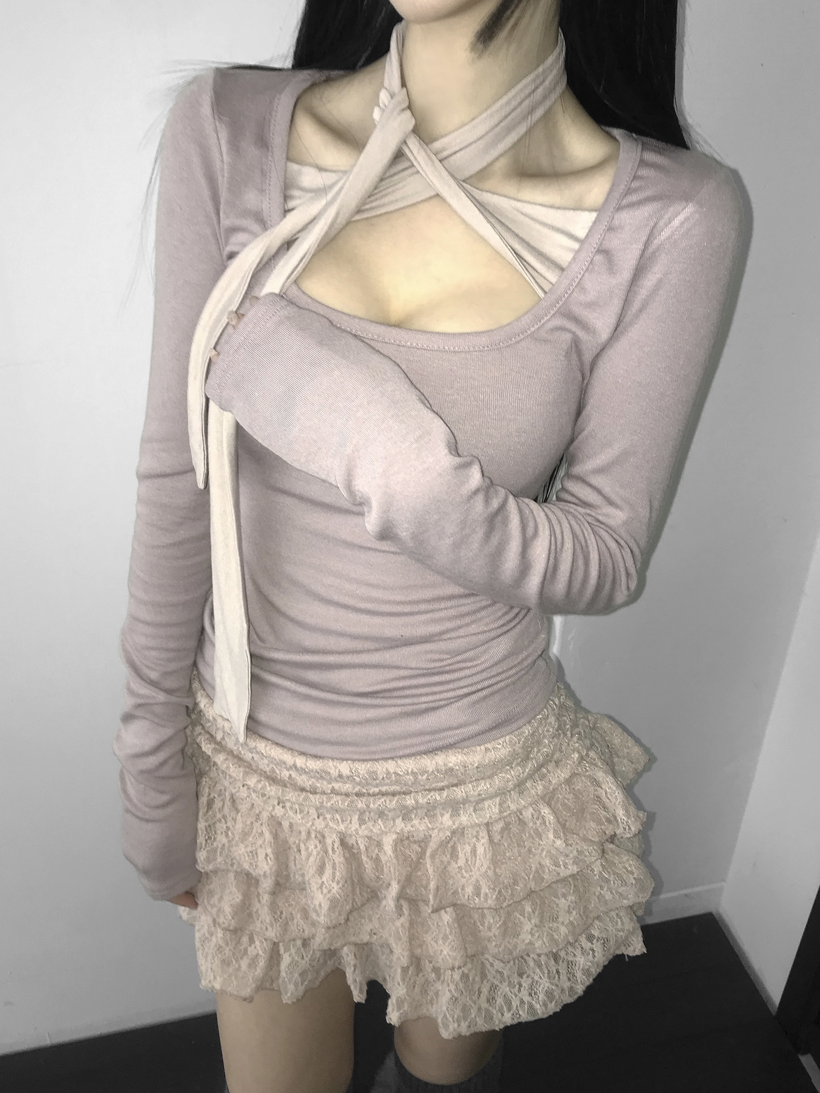 Tiered Ruffled Lace Mini Skirt