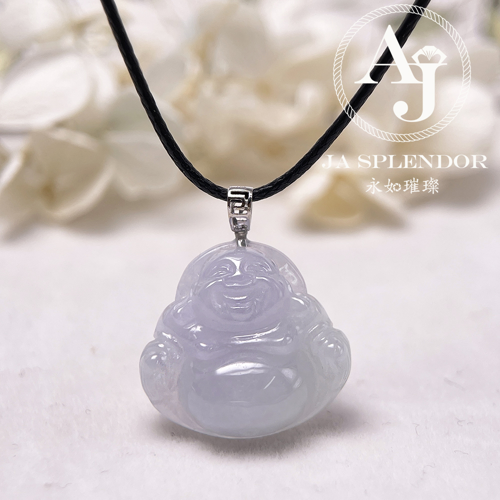 JNK-799 天然翡翠A玉 冰種春彩佛公18K金吊墜