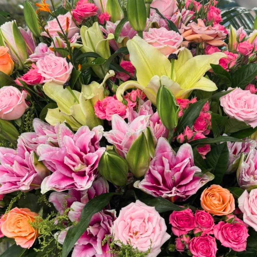 🎉【開張花籃】紫粉繡球紅玫瑰紫菊高級開業賀籃