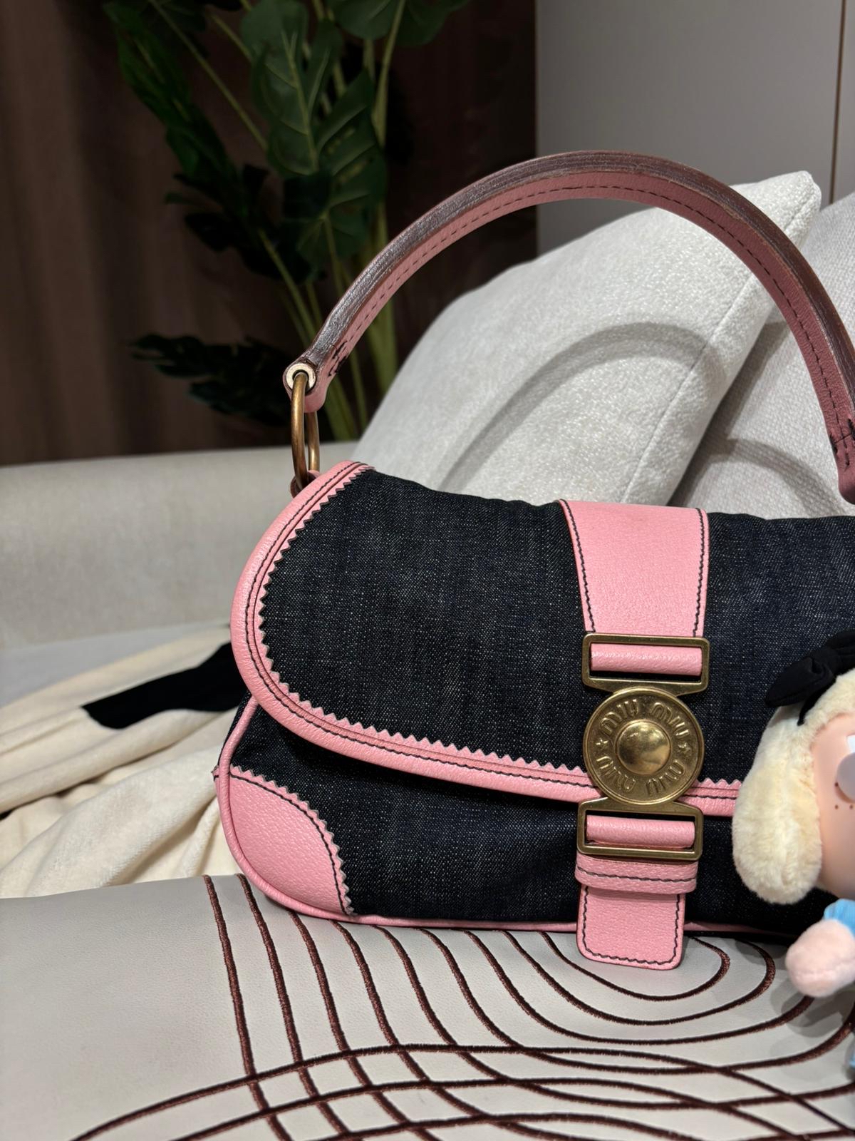 Miu miu denim hobo flap bag 100%Authentic ,90%new