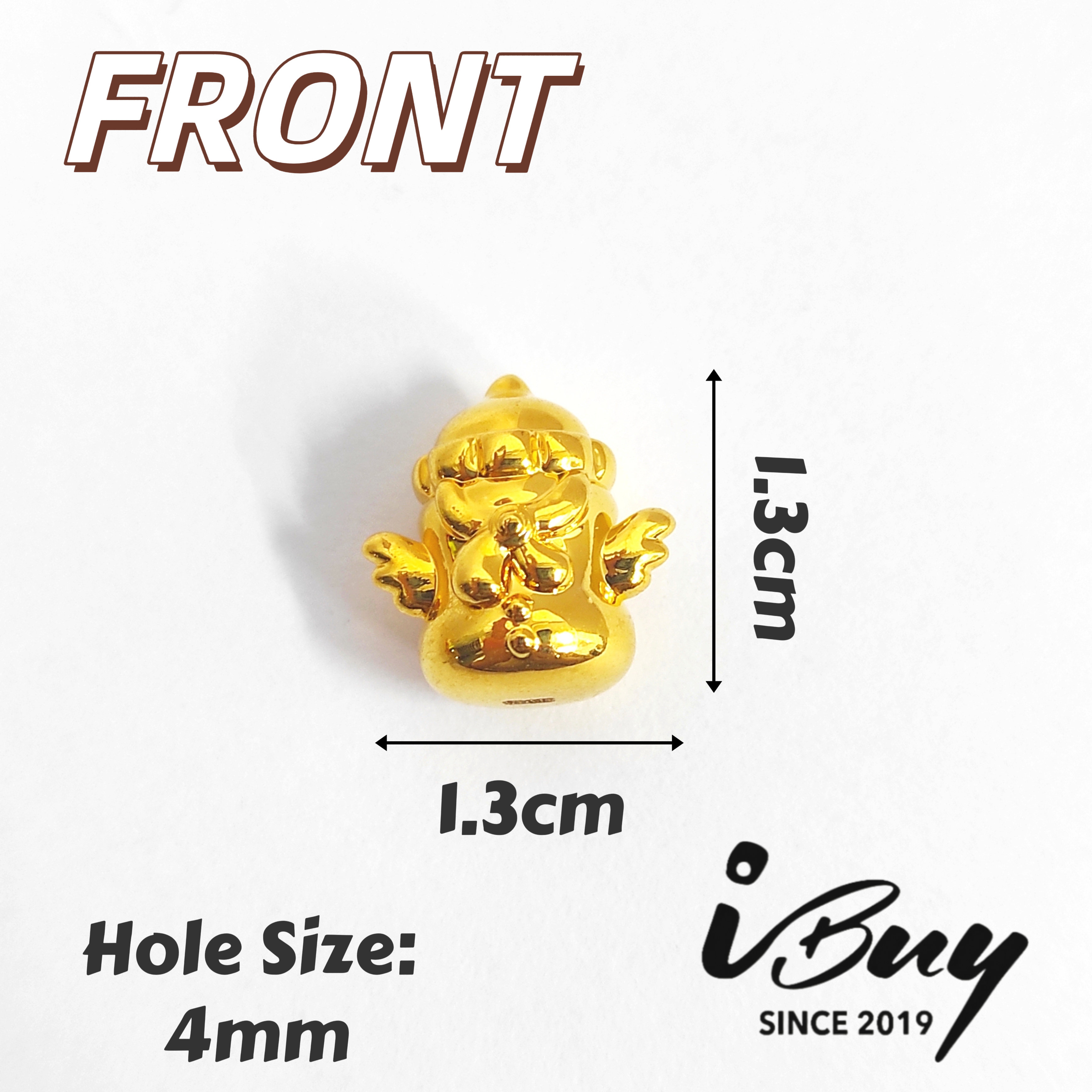 916 HARD GOLD WINGED BABY BOTTLE CHARM BEAD 916 硬金 翅膀奶品串咀