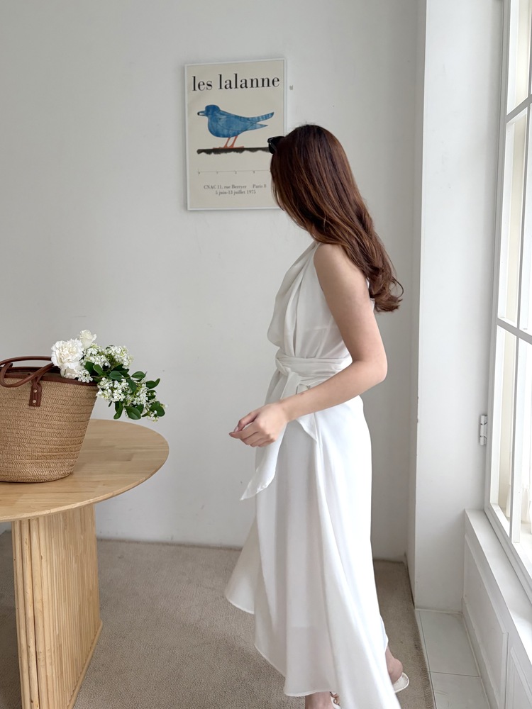 Athena Drape Dress (White)