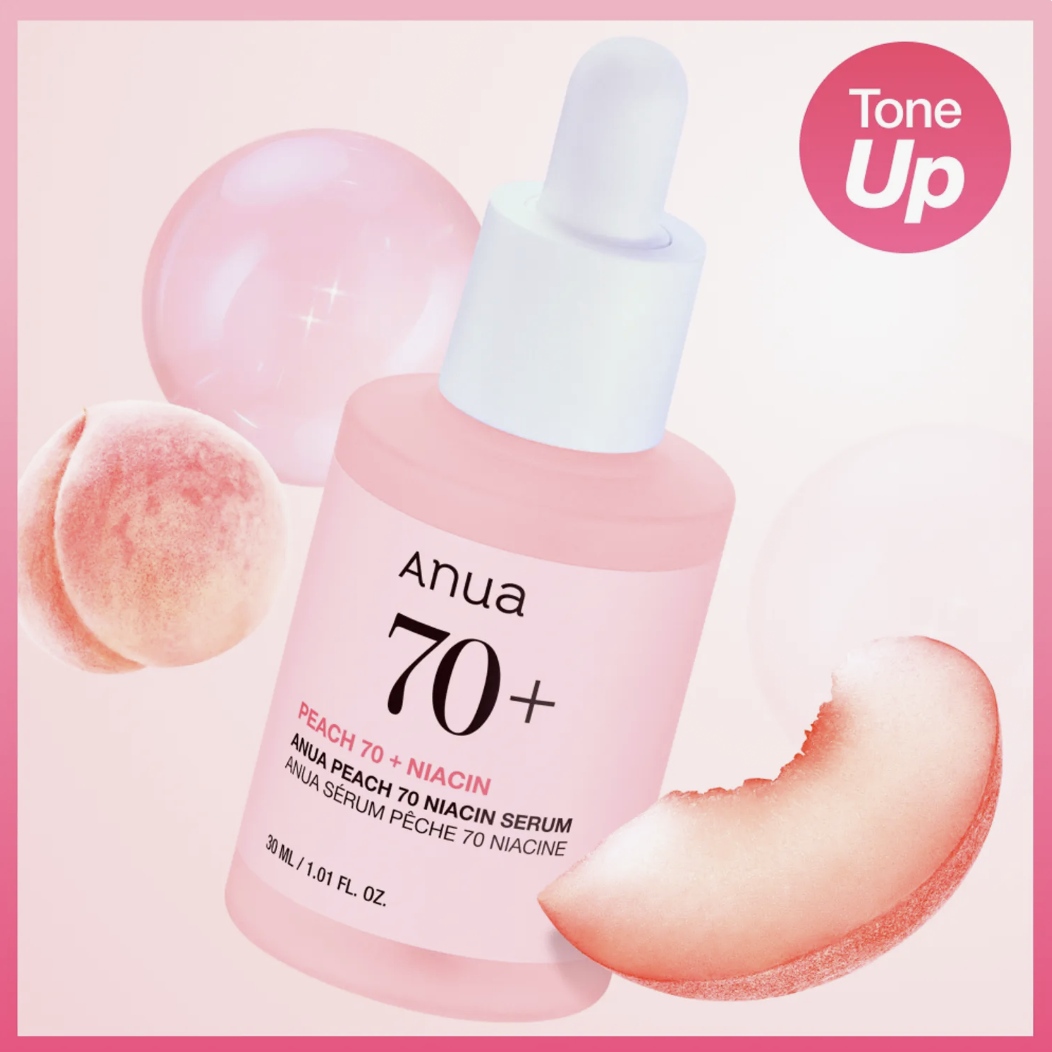 減淡痘印｜韓國 Anua 水蜜桃70 美白提亮 菸鹼醯胺 精華 30ml +30ml｜Peach 70 Niacin Serum