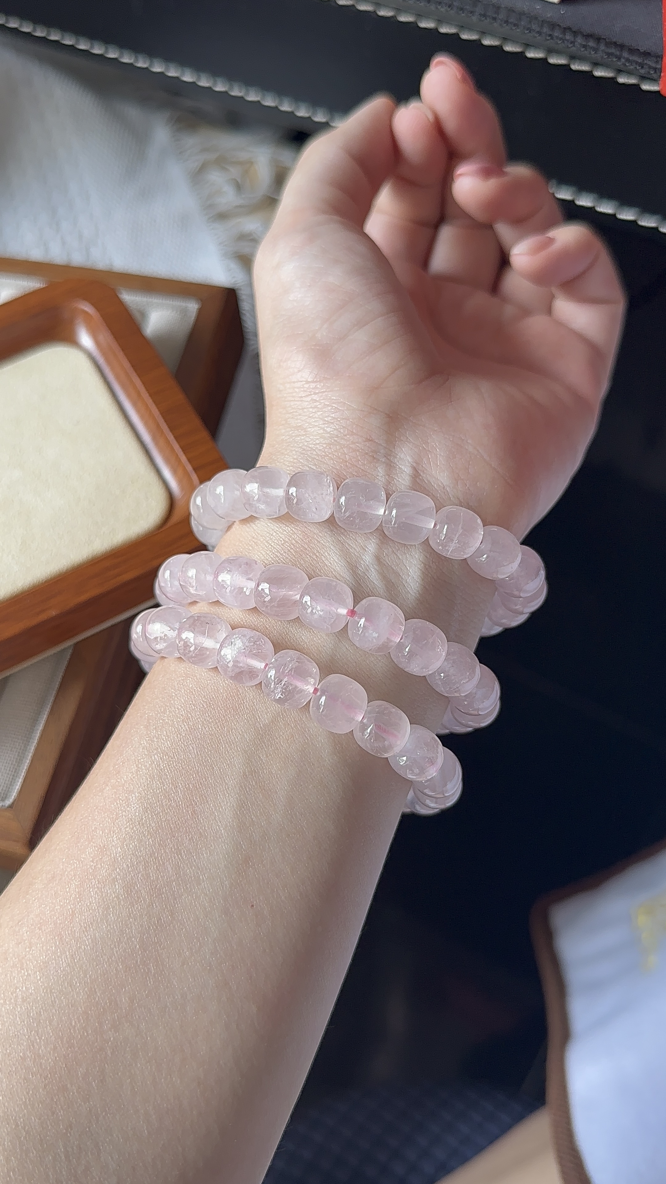 冰透粉晶 ｜ Apple cube Rose Quartz 9.9mm 