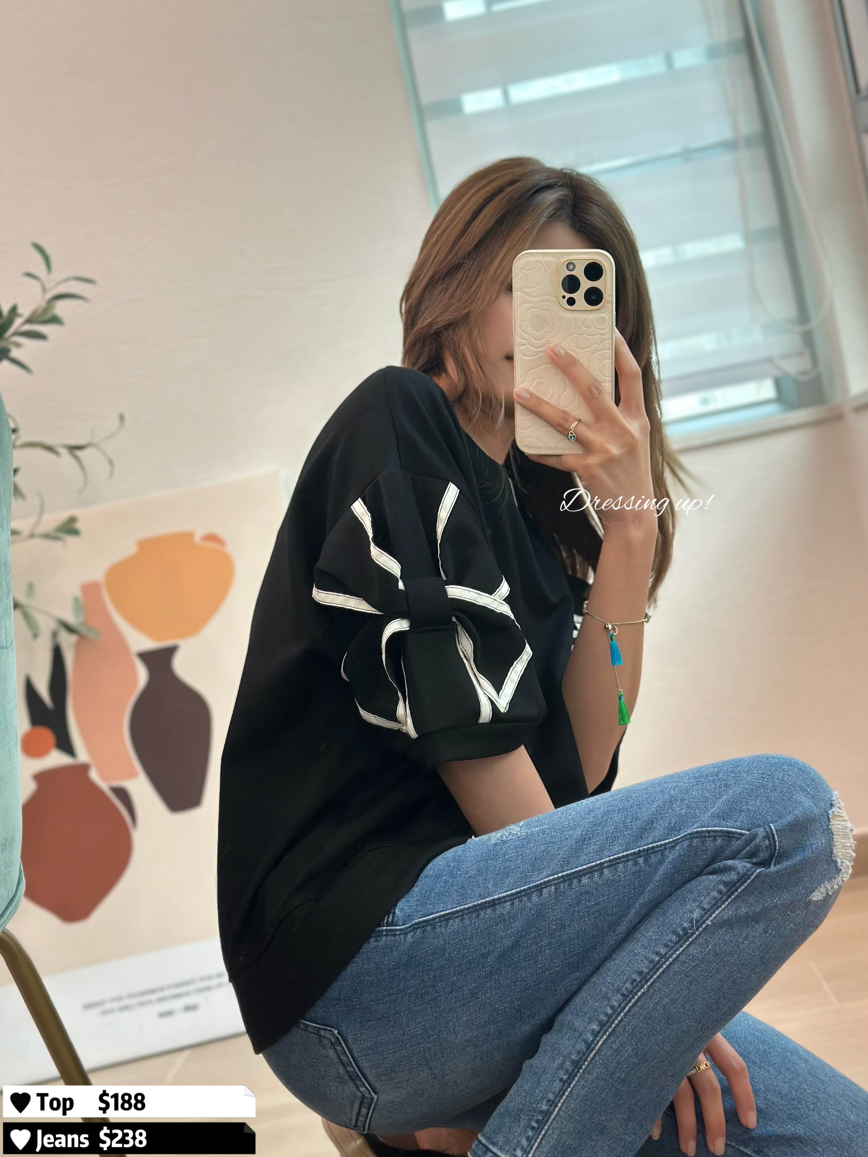 最美側面｜蝴蝶結手袖上衣