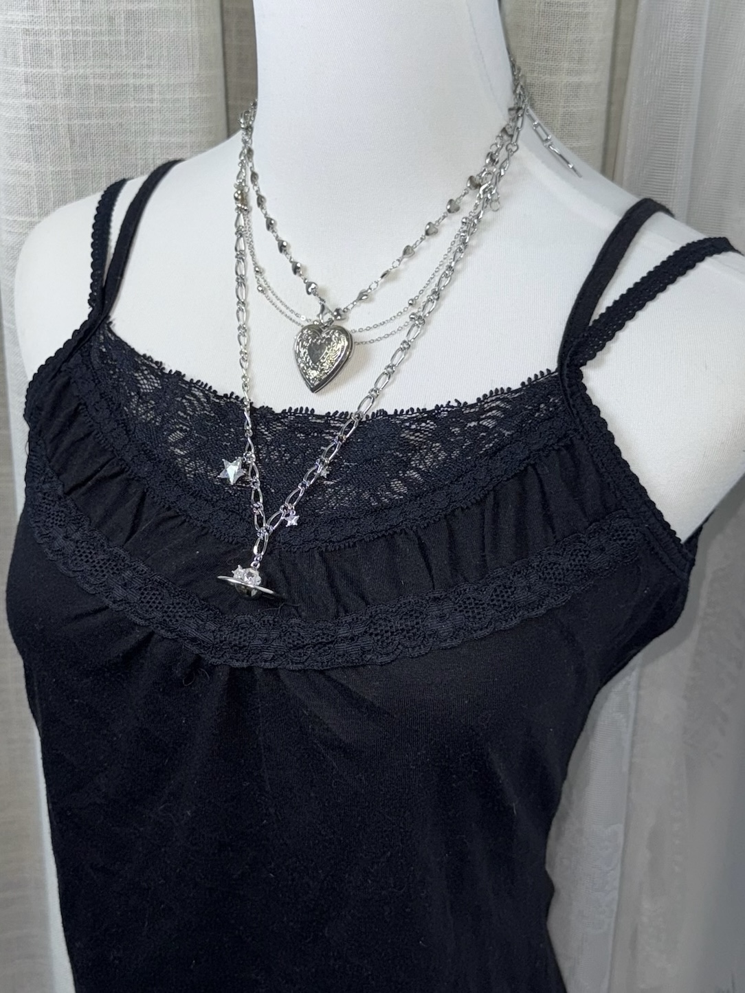 Whimsigoth Double Strap Lace-Trim Cami