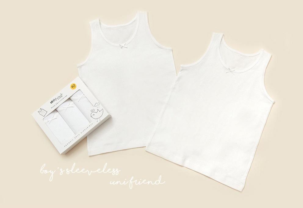 Unifriend 100%有機綿純白打底背心(1盒3件)