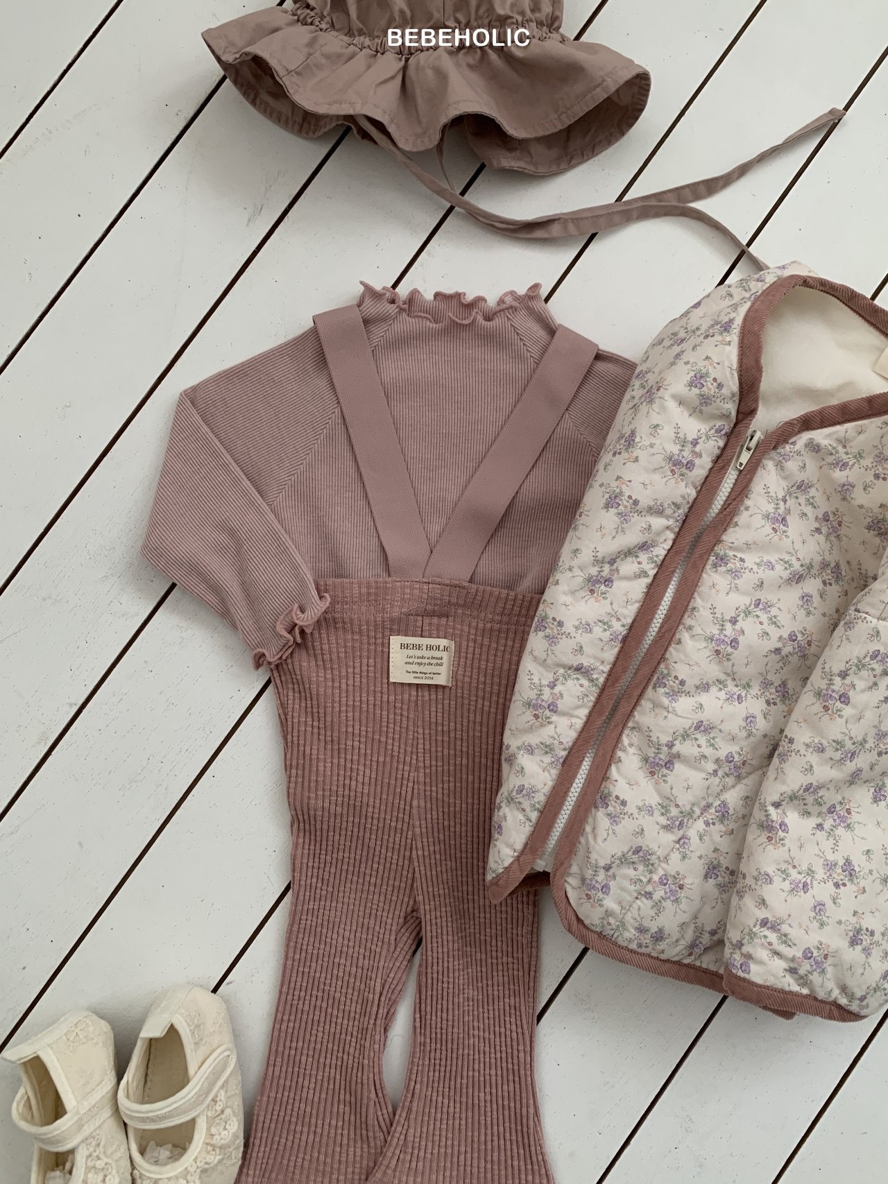 🌸預訂 韓國直送🌸🇰🇷BEBEHOLIC三色標籤羅紋吊帶褲