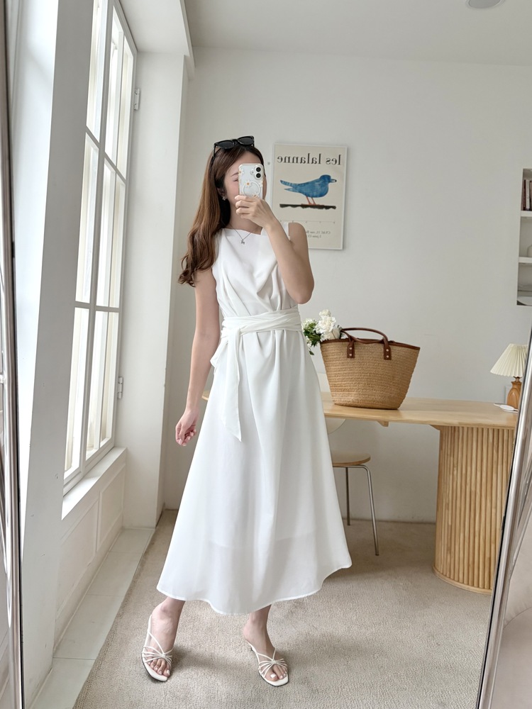 Athena Drape Dress (White)