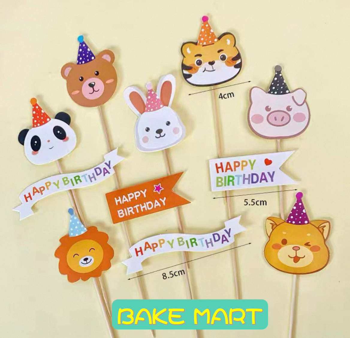Happy Birthday小動物蛋糕迷你插件" (一套11件) Cake Topper (11pcs/set)