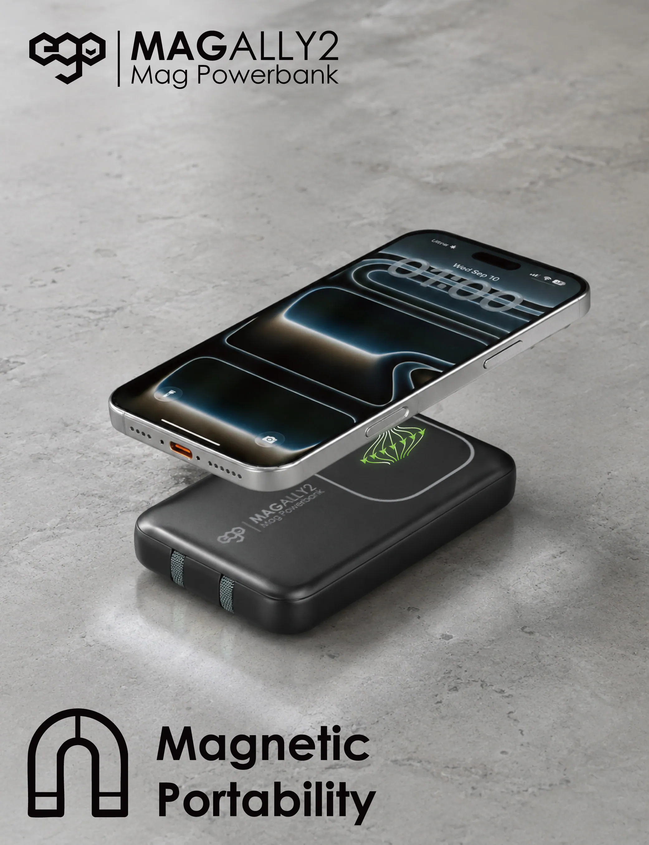 香港行貨 EGO MagAlly2 @10000mAh 內置線外置電 3C可追溯二維碼版 AC-07
