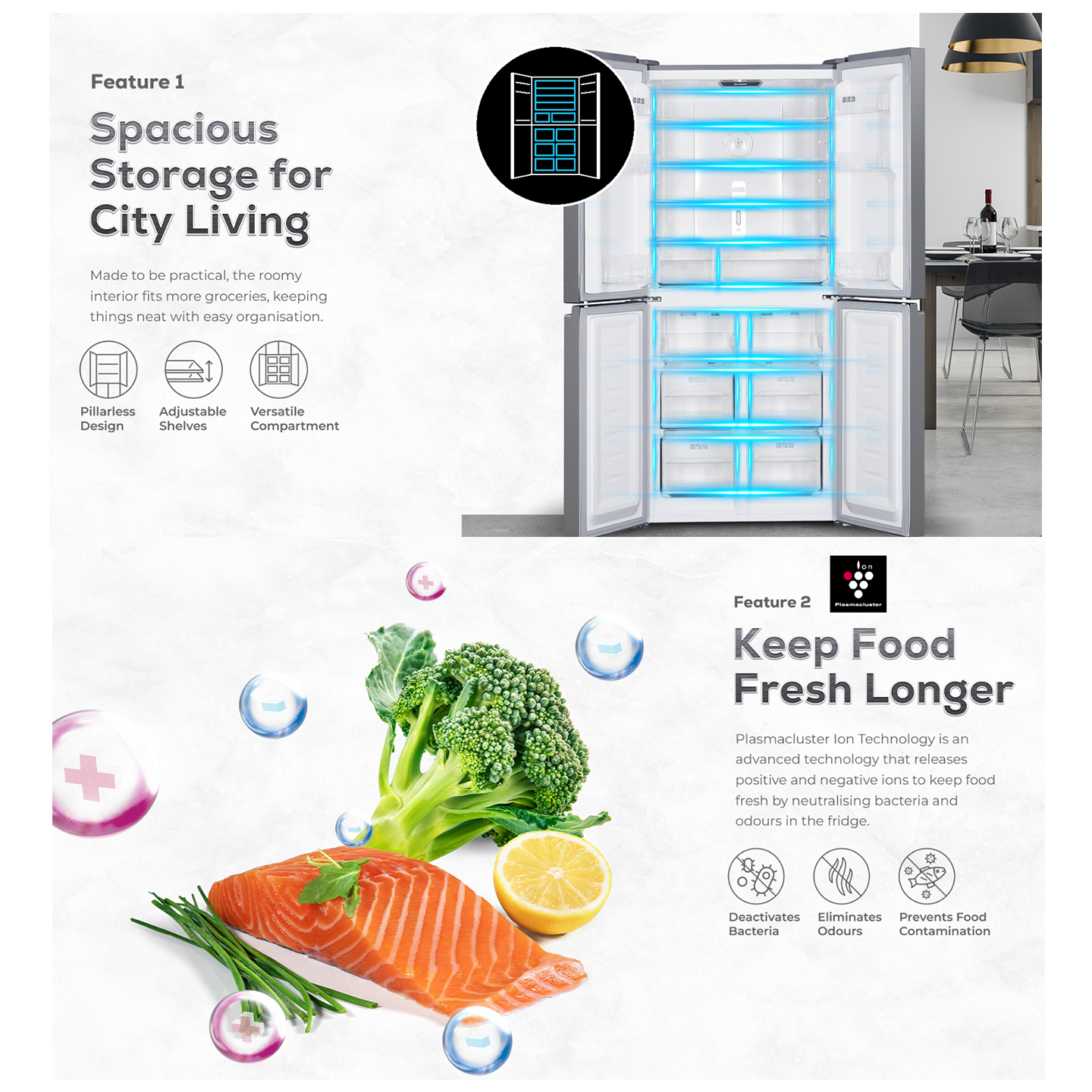 Sharp 750L Avance Glass Door 4-Door Refrigerator (SJF921VGW)