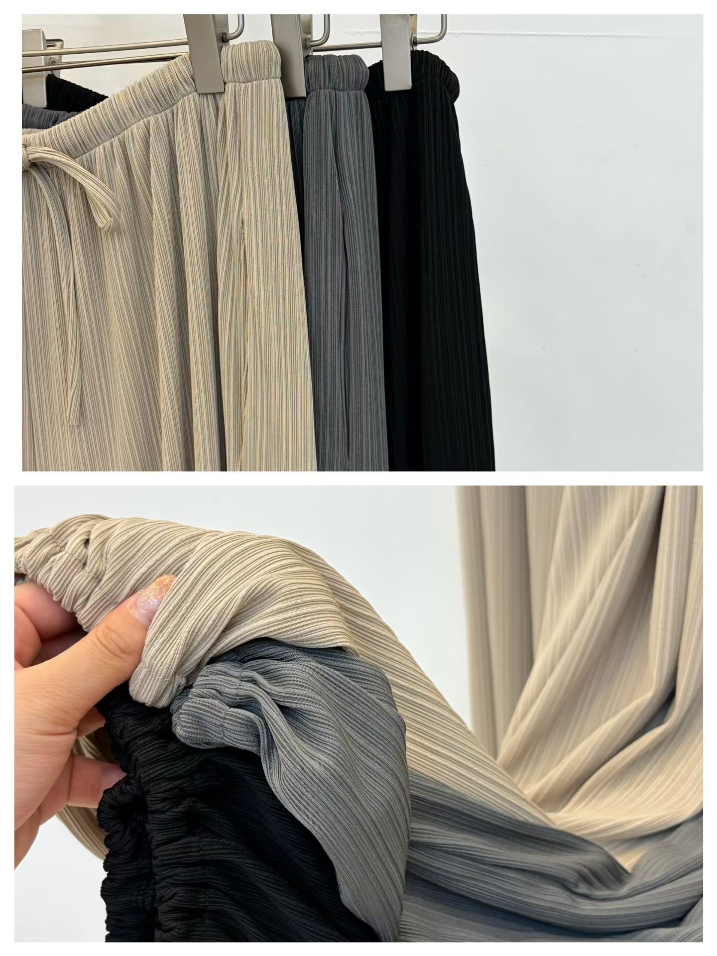 FP14_04 坑條彈性休閒褲 (3色)