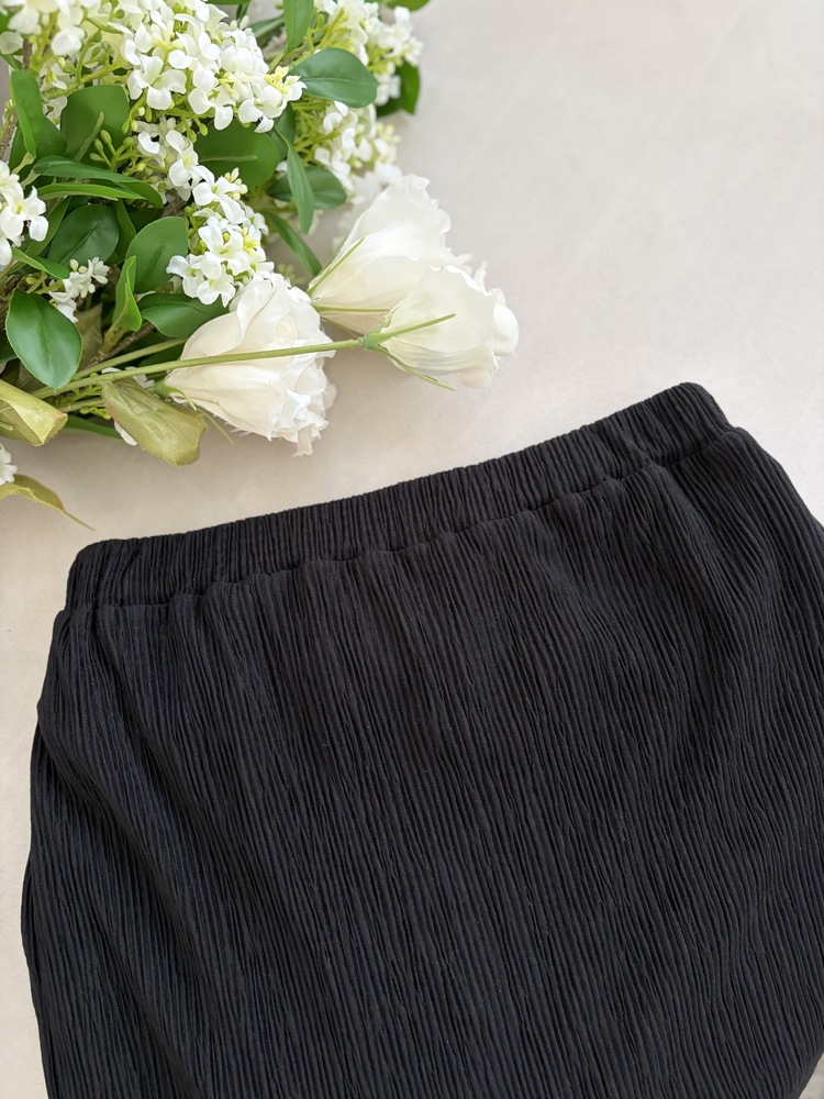 Summer Pleated Scarf Set (Black)