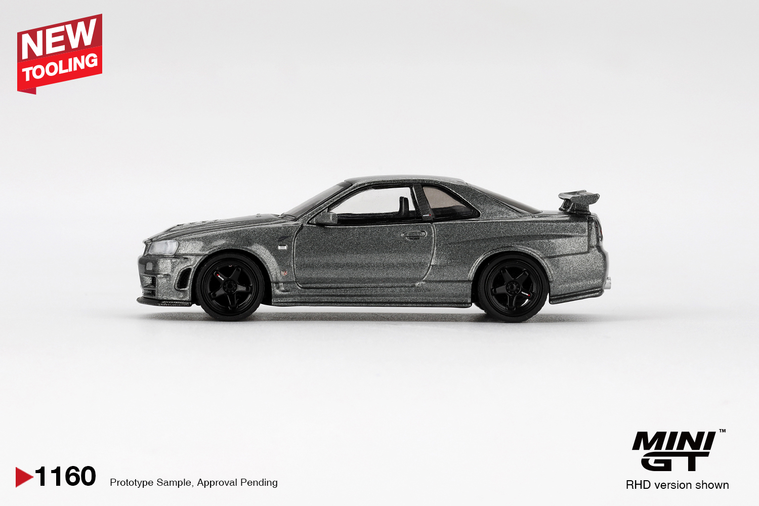 Mini GT 1/64 Nissan Skyline GT-R Dark Metal Gray (NISMO BNR34 CRS Version) - MGT01160-BL